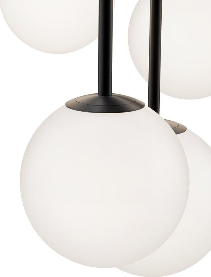 Lampadario Minimal Basic Form In Metallo Nero 5 Luci E Diffusori Bianchi in Lampade a sospensione LuceArt - Montecorvino Pugliano, commercioVirtuoso.it