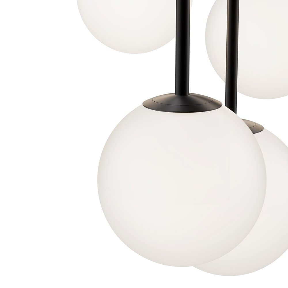 Lampadario Minimal Basic Form In Metallo Nero 5 Luci E Diffusori Bianchi in Lampade a sospensione LuceArt - Montecorvino Pugliano, commercioVirtuoso.it