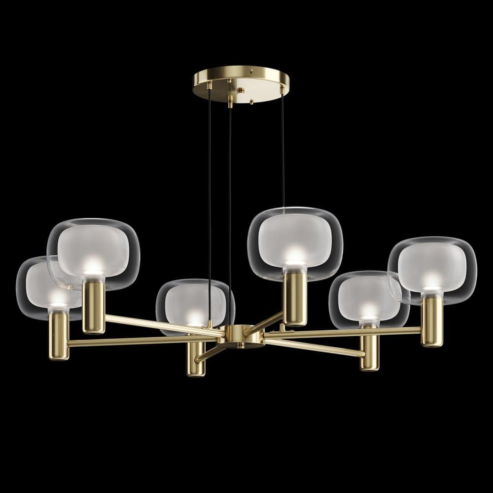 Lampadario Contemporaneo Vision Alluminio Oro 6 Luci Diffusori In Vetro Trasp in Lampadari LuceArt - Montecorvino Pugliano, commercioVirtuoso.it
