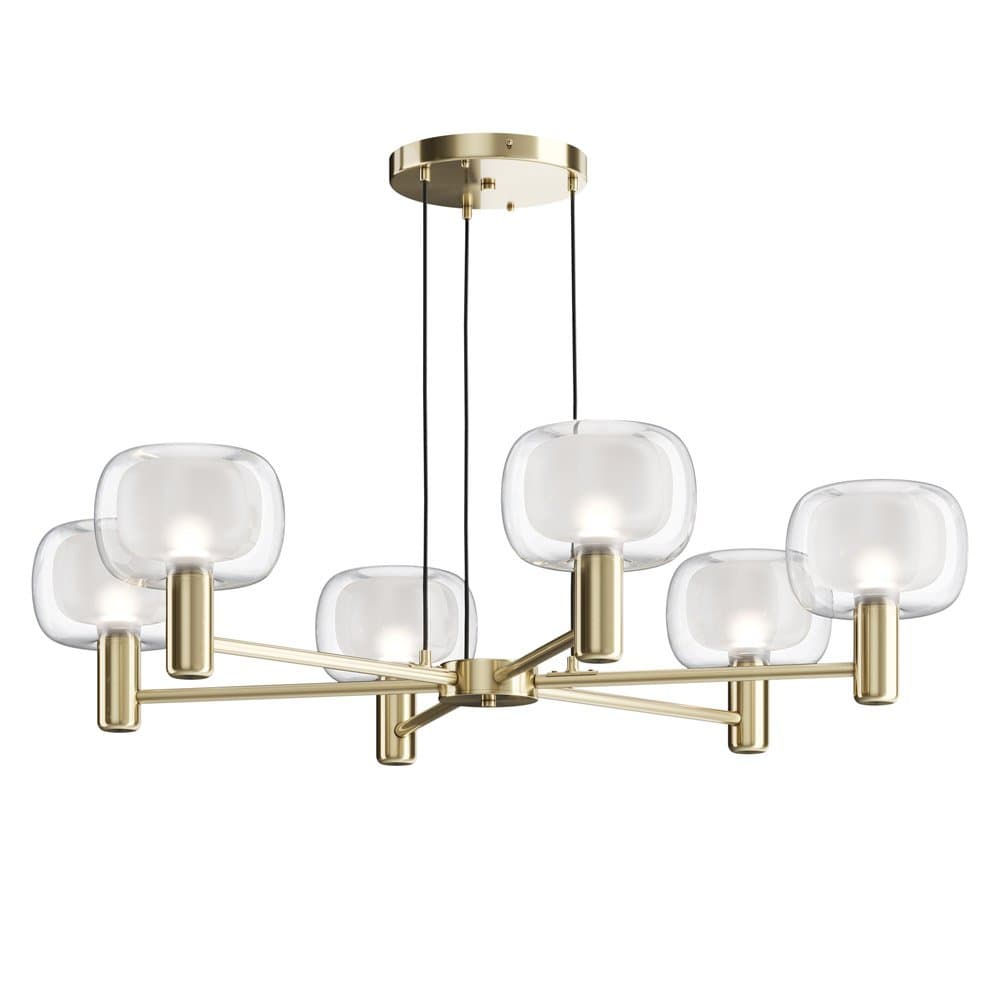 Lampadario Contemporaneo Vision Alluminio Oro 6 Luci Diffusori In Vetro Trasp in Lampadari LuceArt - Montecorvino Pugliano, commercioVirtuoso.it