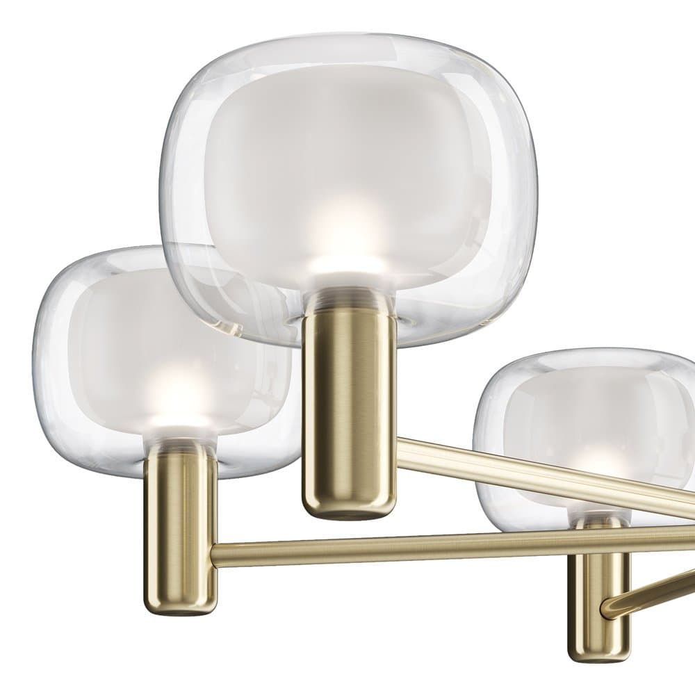 Lampadario Contemporaneo Vision Alluminio Oro 6 Luci Diffusori In Vetro Trasp in Lampadari LuceArt - Montecorvino Pugliano, commercioVirtuoso.it