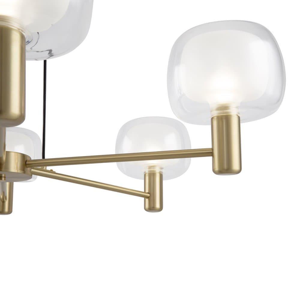 Lampadario Contemporaneo Vision Alluminio Oro 6 Luci Diffusori In Vetro Trasp in Lampadari LuceArt - Montecorvino Pugliano, commercioVirtuoso.it