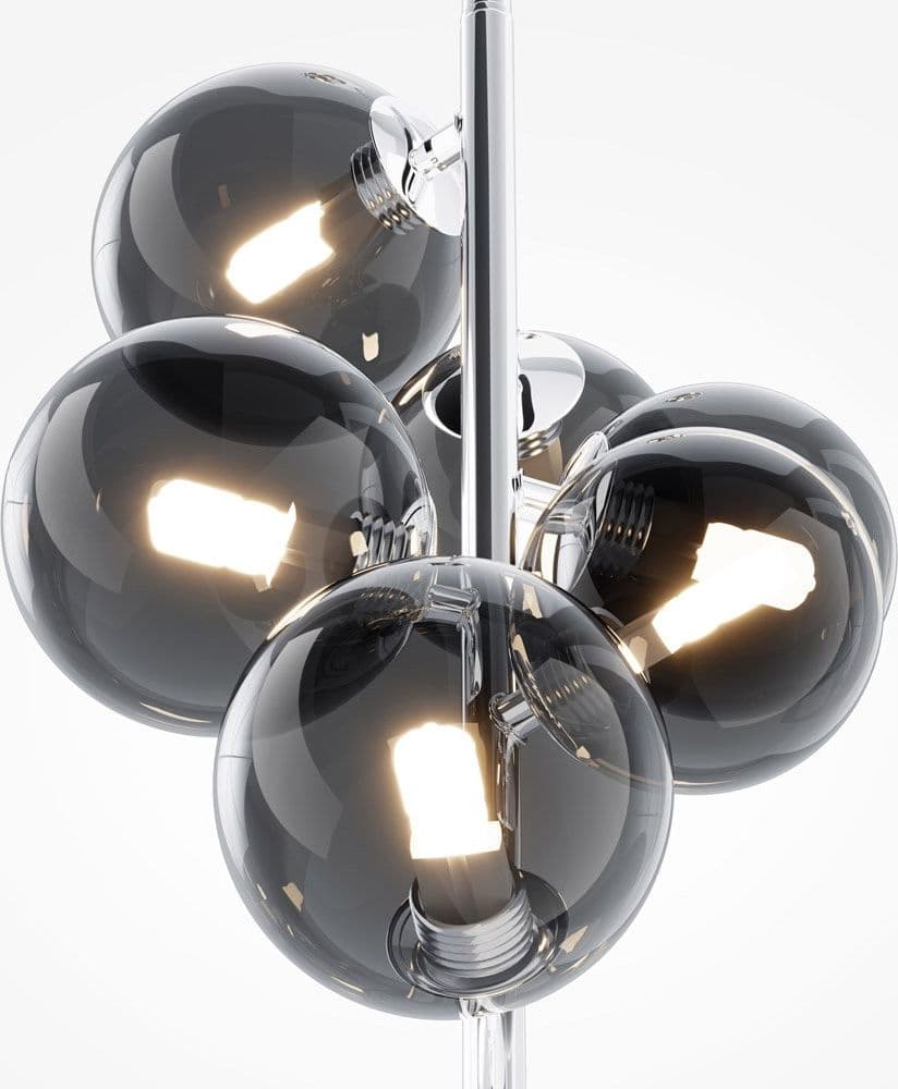 Lampadario Contemporaneo Dallas Metallo Cromo 6 Luci Diffusori Vetro Fumè in Lampade a sospensione LuceArt - Montecorvino Pugliano, commercioVirtuoso.it