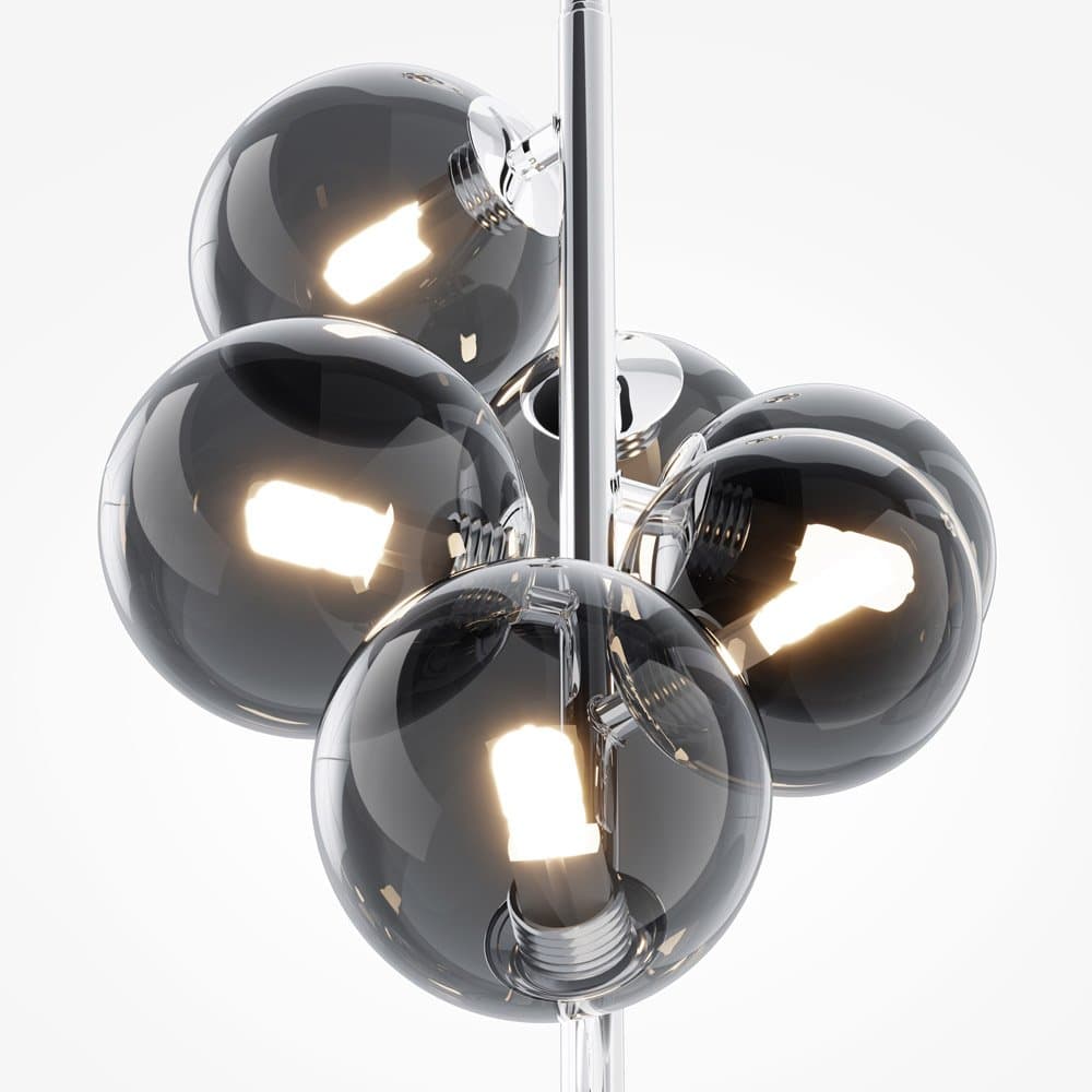Lampadario Contemporaneo Dallas Metallo Cromo 6 Luci Diffusori Vetro Fumè in Lampade a sospensione LuceArt - Montecorvino Pugliano, commercioVirtuoso.it