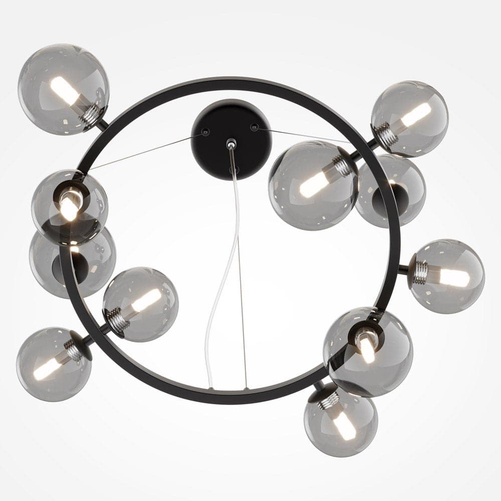 Lampadario Contemporaneo Dallas Metallo Nero 11 Luci Diffusori Vetro Specchiato in Lampadari LuceArt - Montecorvino Pugliano, commercioVirtuoso.it