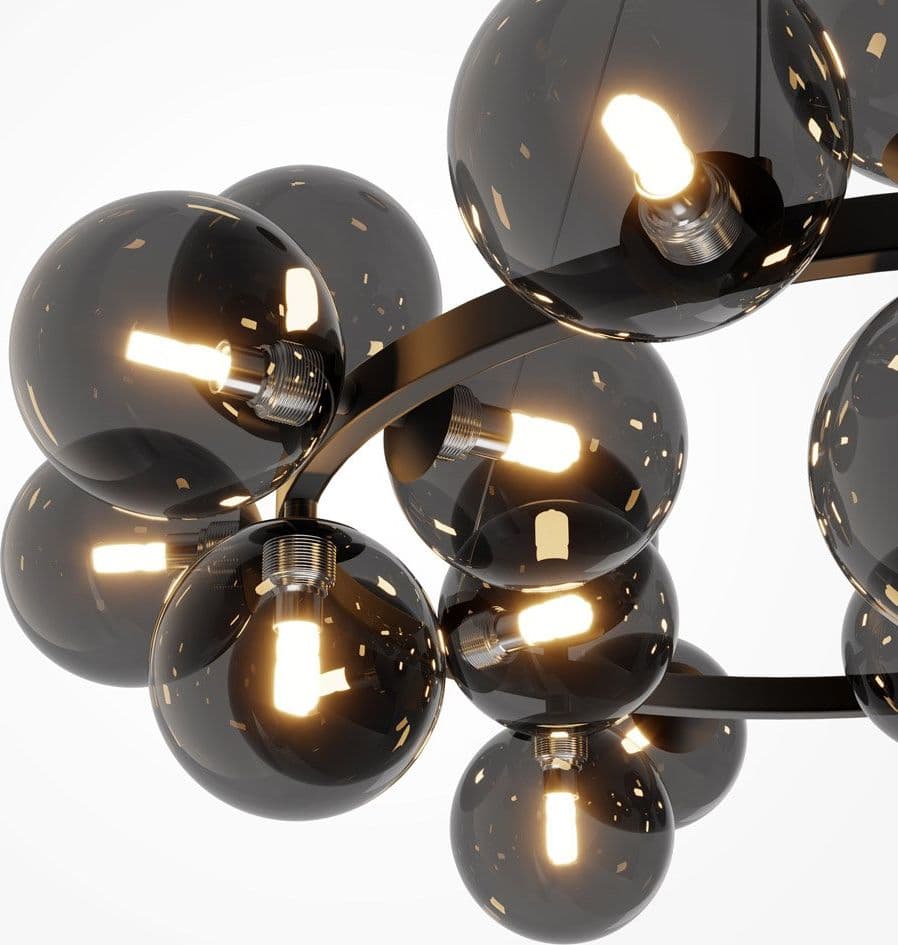 Lampadario Contemporaneo Dallas Metallo Nero 25 Luci Diffusori Vetro Specchiato in Lampadari LuceArt - Montecorvino Pugliano, commercioVirtuoso.it