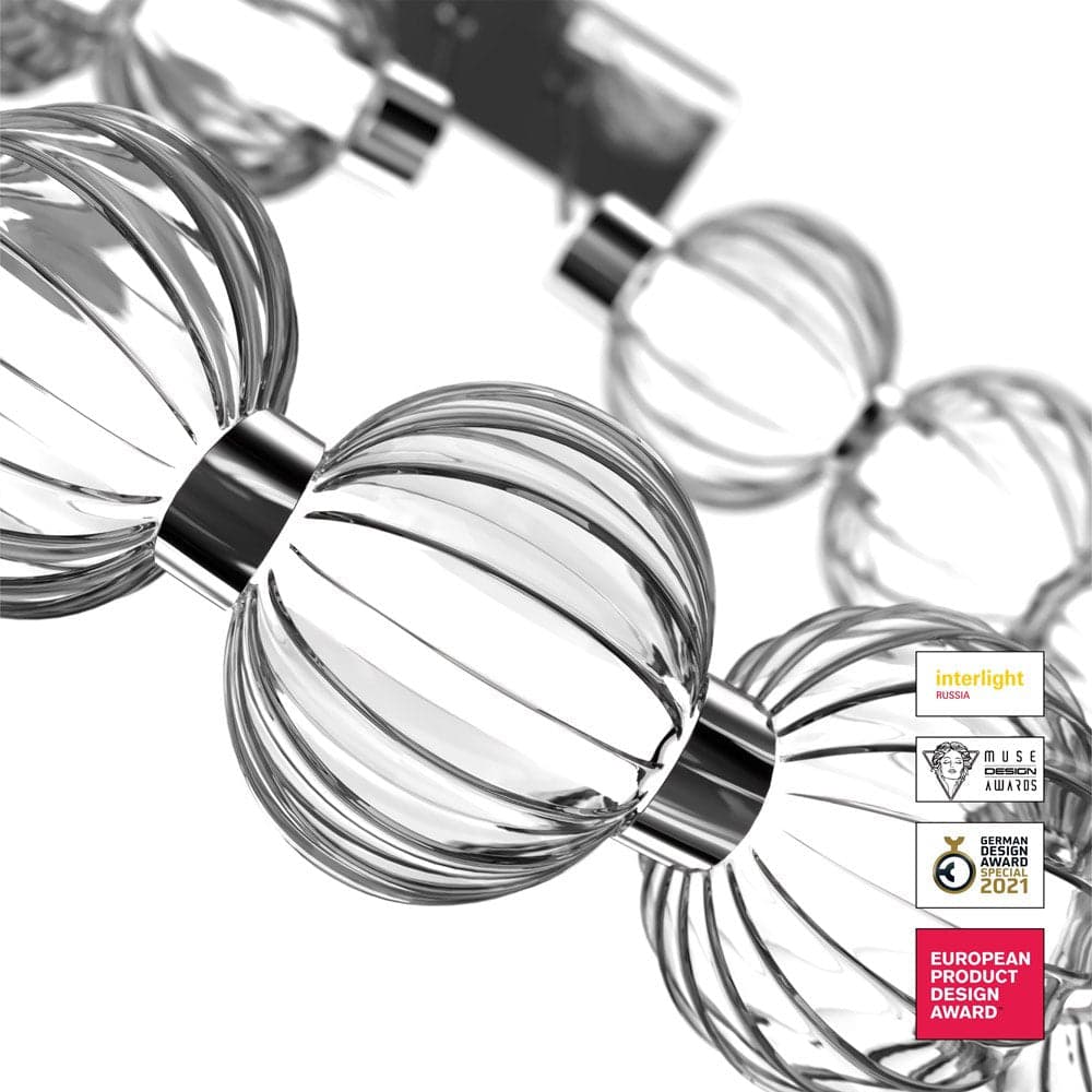 Lampadario Contemporaneo Amulet 23W Metallo E Vetro Cromo in Lampade a sospensione LuceArt - Montecorvino Pugliano, commercioVirtuoso.it