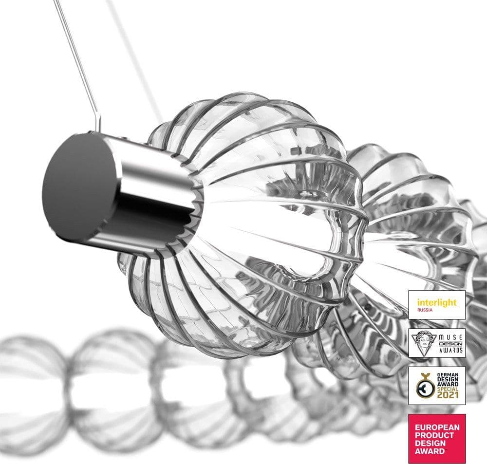 Lampadario Contemporaneo Amulet 30W Metallo E Vetro Cromo in Lampade a sospensione LuceArt - Montecorvino Pugliano, commercioVirtuoso.it