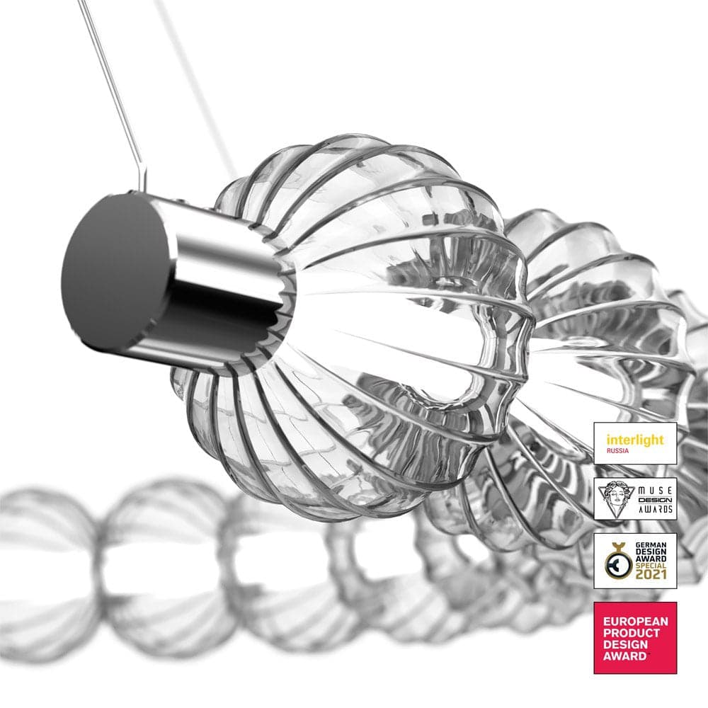 Lampadario Contemporaneo Amulet 30W Metallo E Vetro Cromo in Lampade a sospensione LuceArt - Montecorvino Pugliano, commercioVirtuoso.it