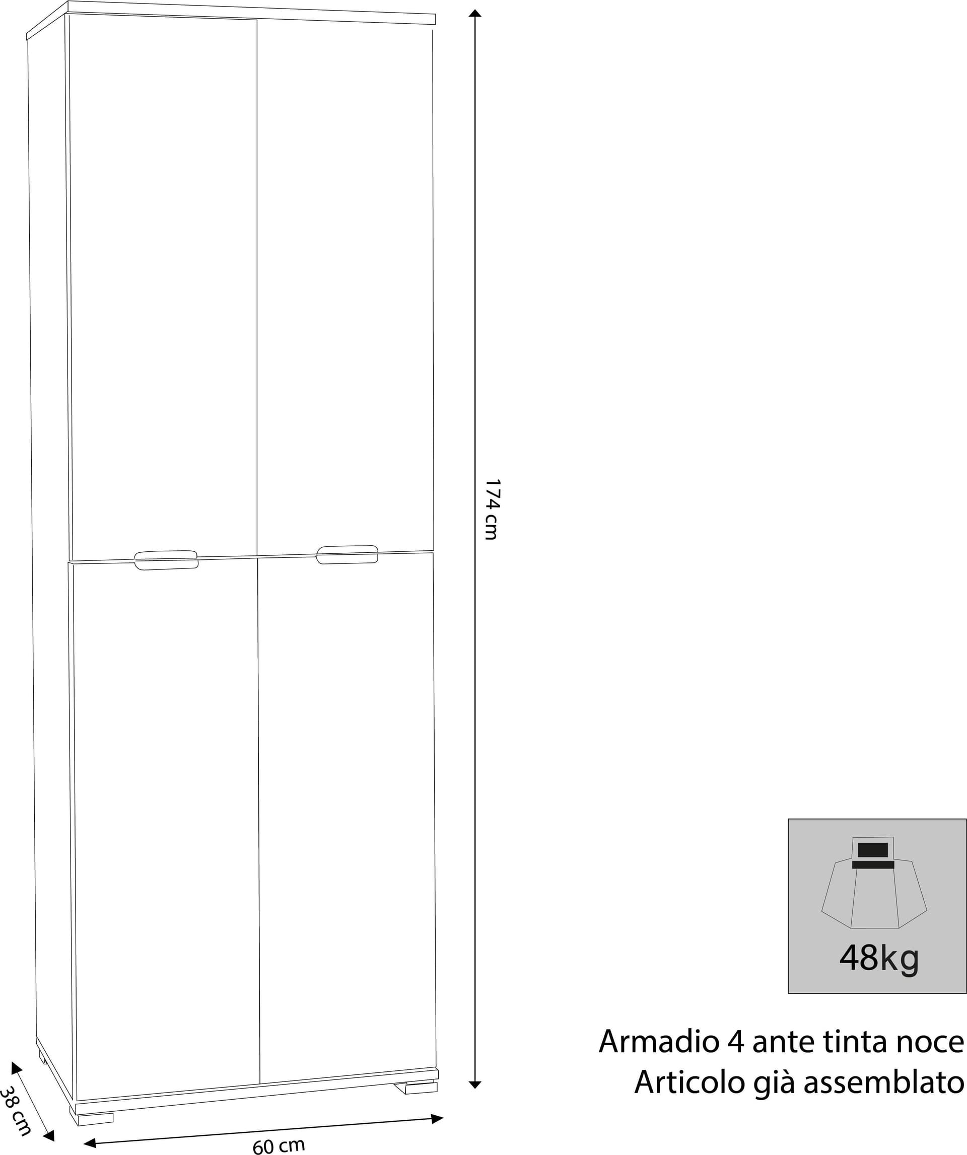 LOLLO - armadio 4 ante Marrone in Armadi Milani Home - Dueville, commercioVirtuoso.it
