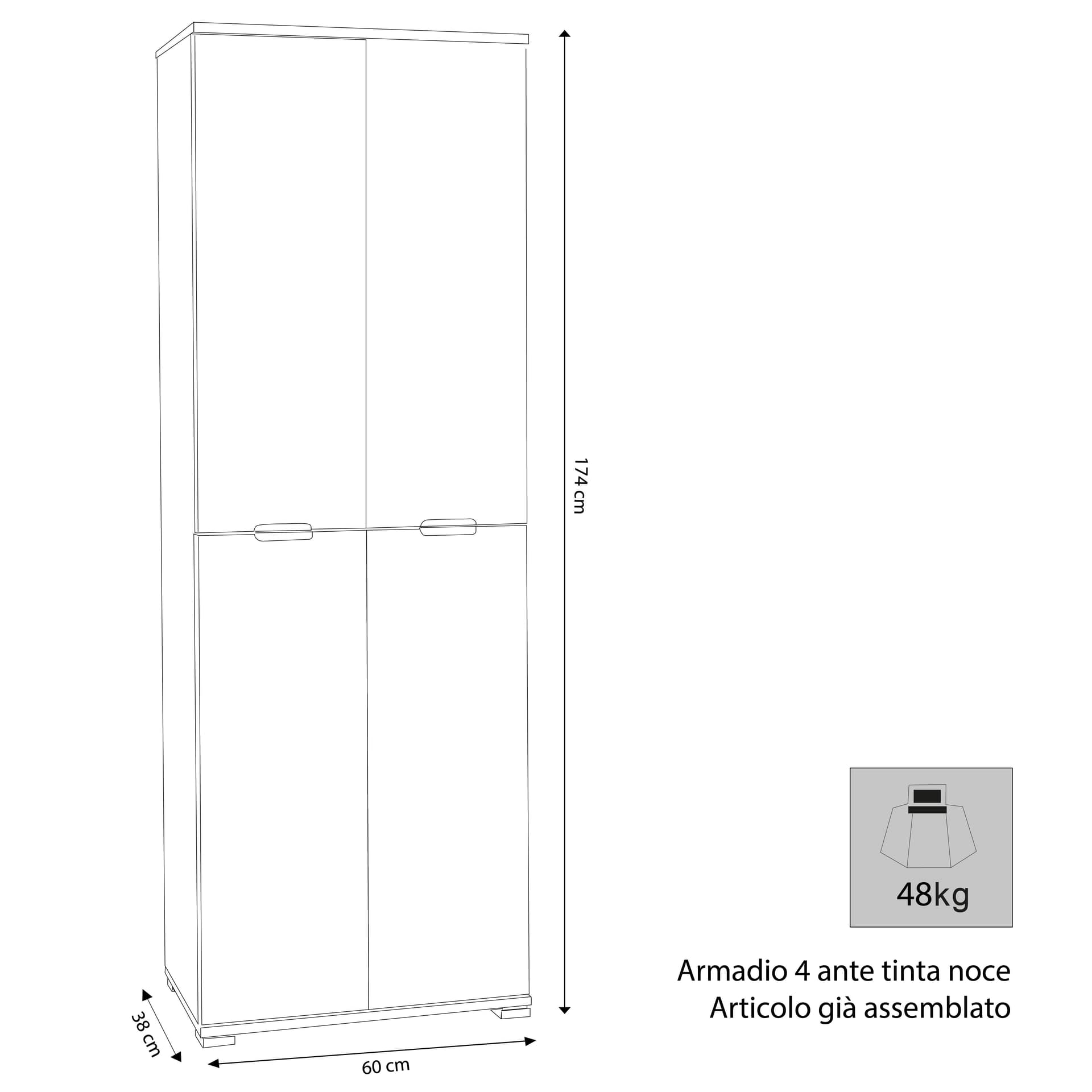 LOLLO - armadio 4 ante Marrone in Armadi Milani Home - Dueville, commercioVirtuoso.it