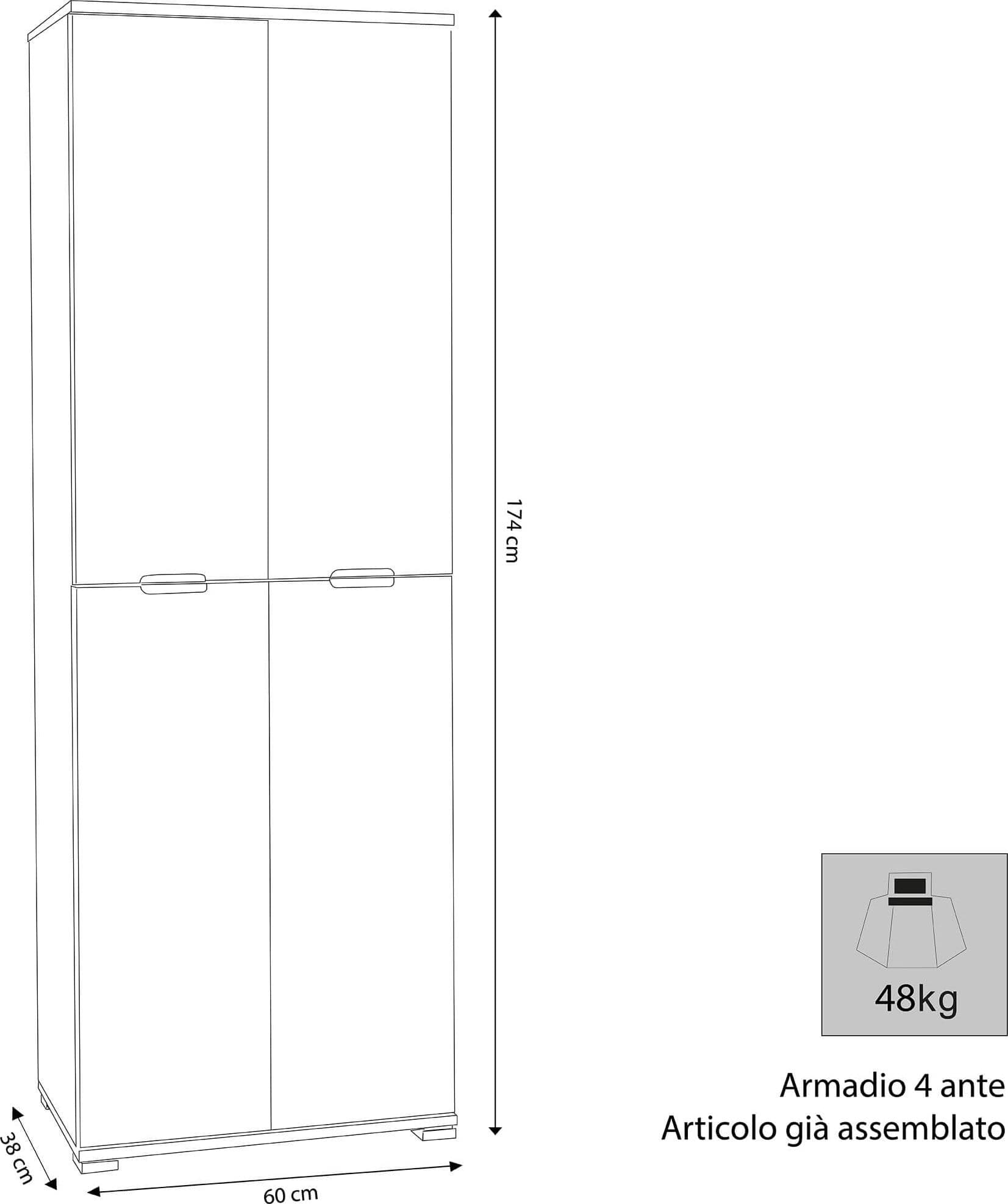 LOLLO - armadio 4 ante Marrone chiaro in Armadi Milani Home - Dueville, commercioVirtuoso.it
