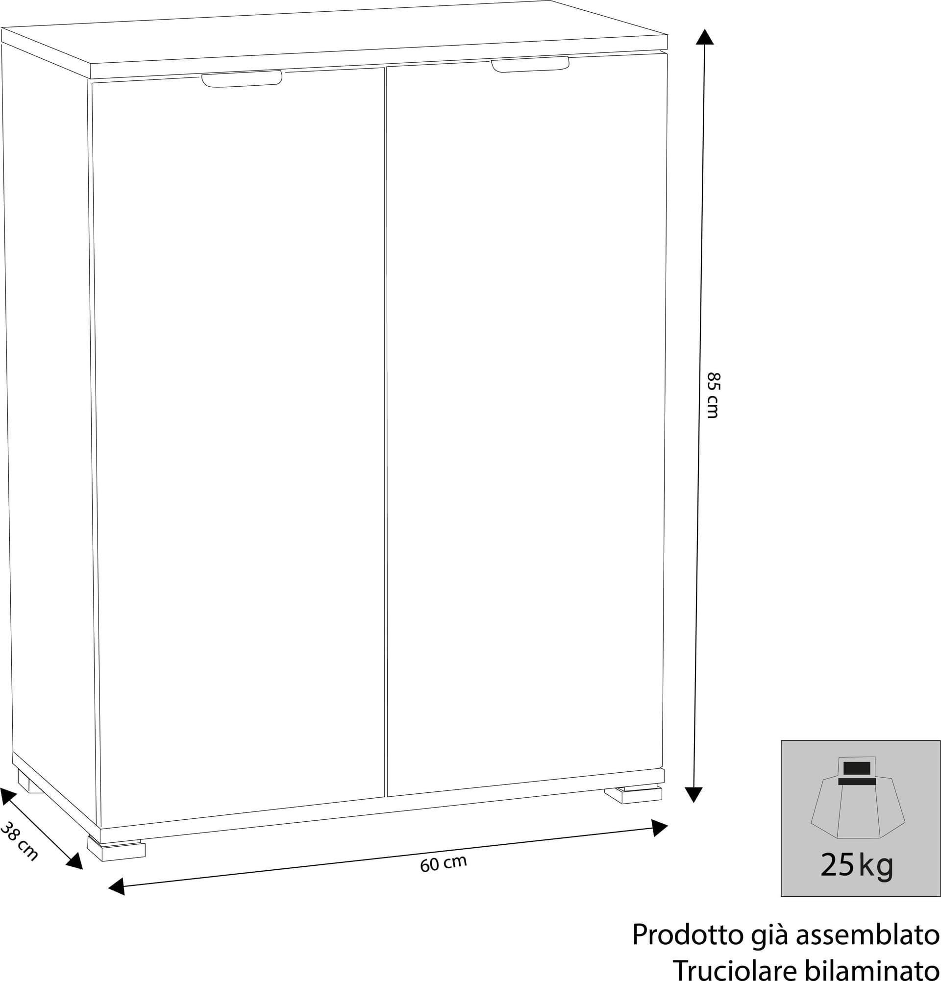 POLI - armadietto 2 ante Rovere grigio in Comodini Milani Home - Dueville, commercioVirtuoso.it