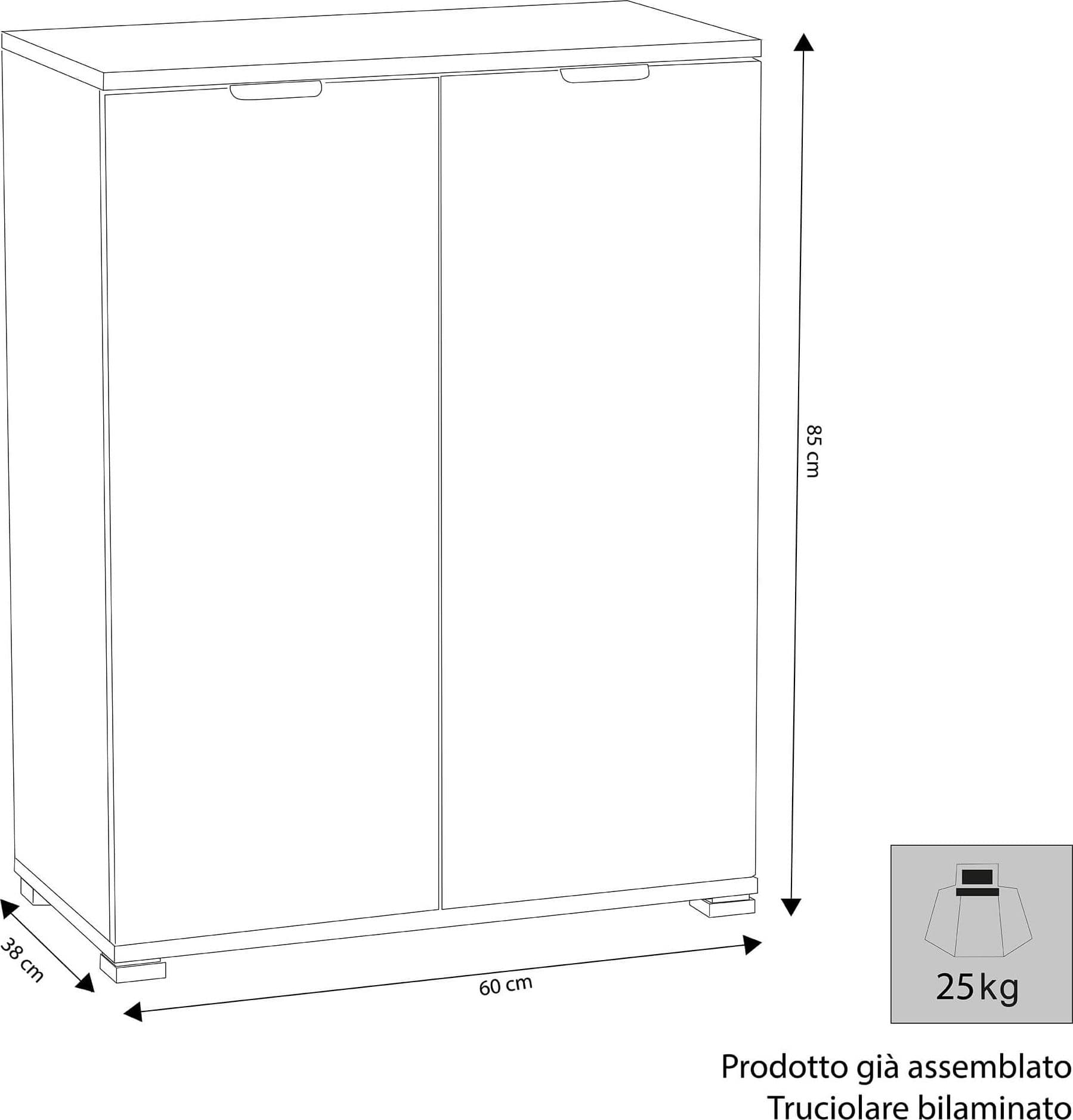POLI - armadietto 2 ante Marrone chiaro in Comodini Milani Home - Dueville, commercioVirtuoso.it