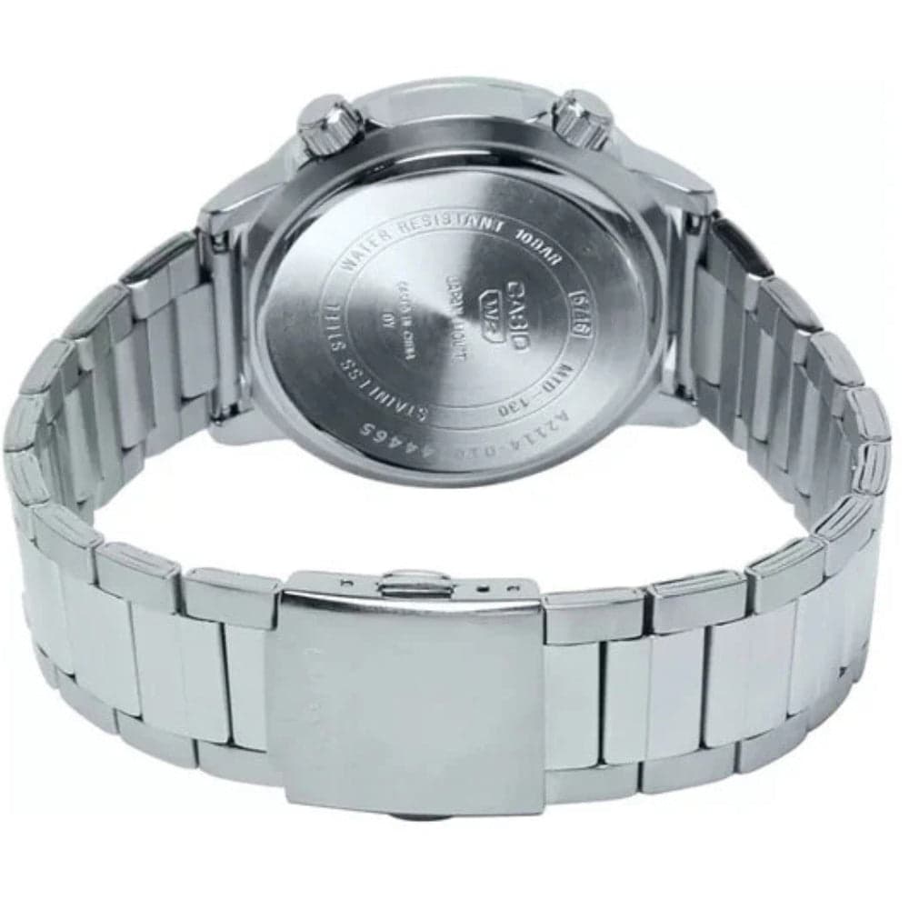 Casio Collection - Orologio Da Polso Da Uomo Al Quarzo Casual Bracciale E Cassa In Acciaio Inox Di Colore Grigio Quadrante Analogico Nero MTD-130D-1A2VDF in Orologi da polso Dupers Club - Campo di Giove, commercioVirtuoso.it