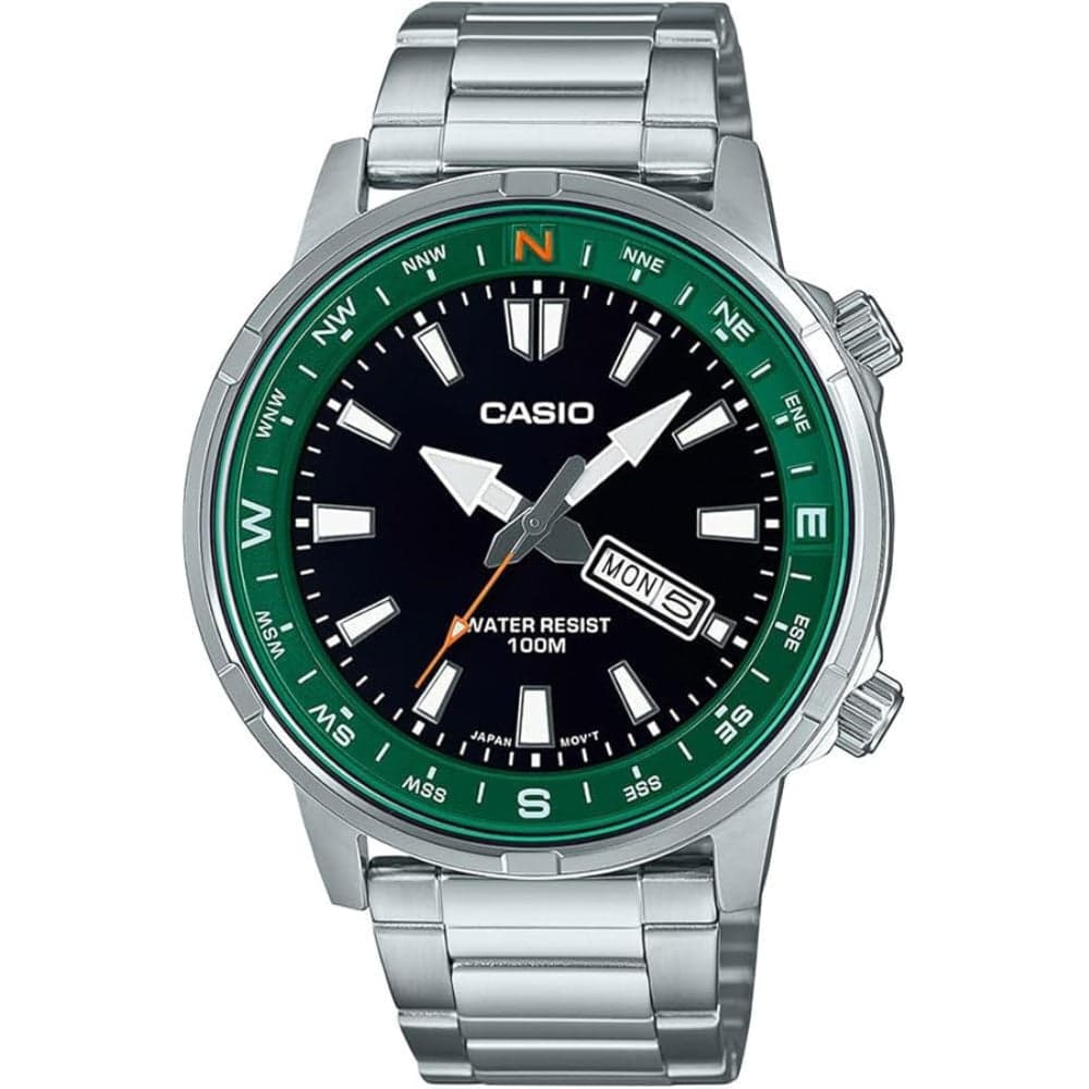 Casio Collection - Orologio da polso da uomo al quarzo Casual bracciale e cassa in Acciaio INOX di colore Grigio display analogico nero MTD-130D-1A3VDF