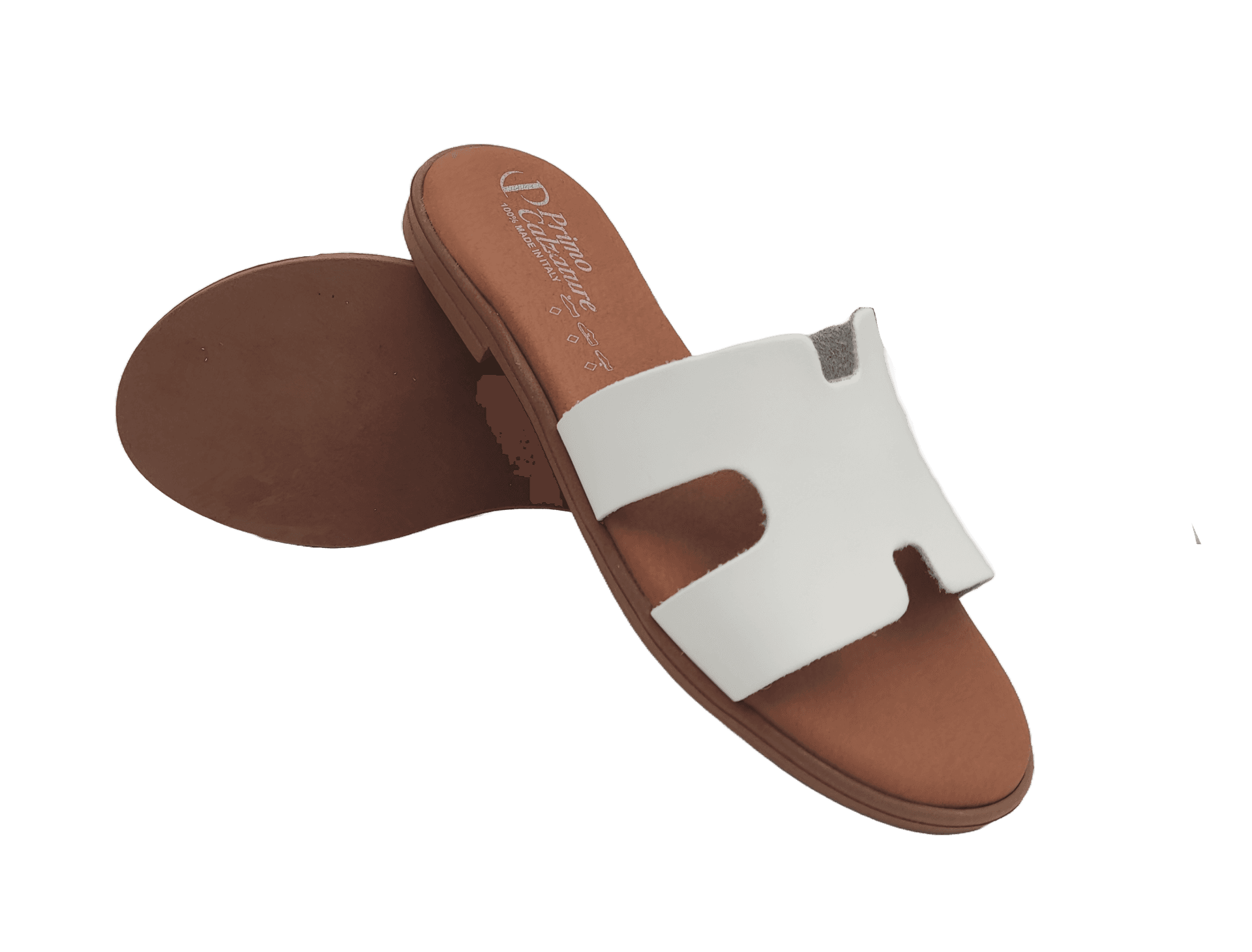 Primo Calzature Eleganti Ciabatte Donna Estive, Sandali Bassi Cuoio, Ciabattina in Pelle Estate, Vero Made in Italy