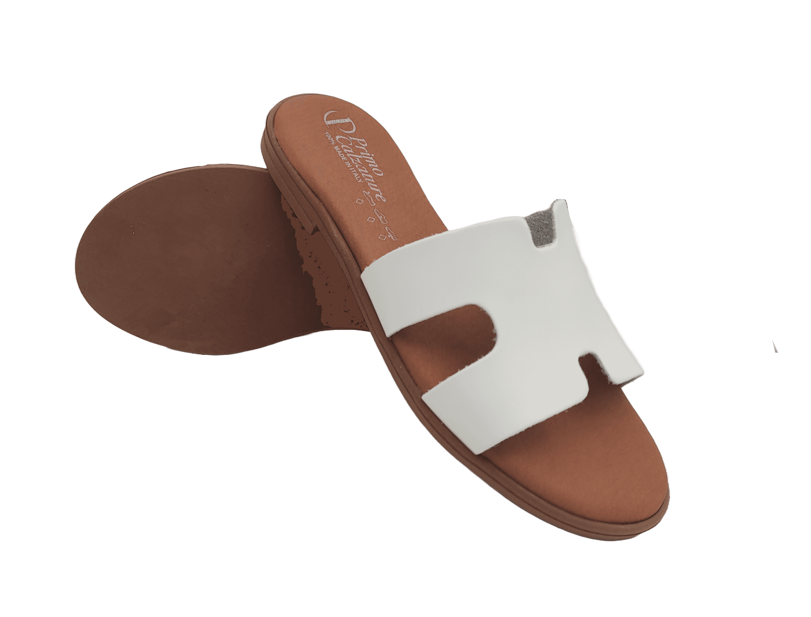 Primo Calzature Eleganti Ciabatte Donna Estive, Sandali Bassi Cuoio, Ciabattina in Pelle Estate, Vero Made in Italy