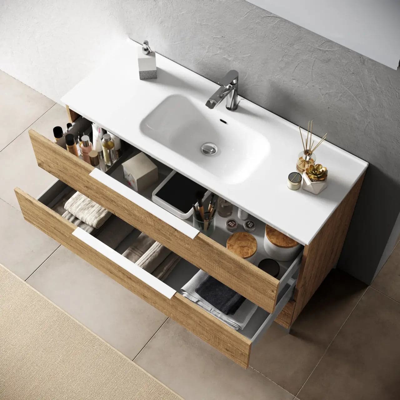 Composizione Bagno 80cm Sospesa Con Due Cassetti E Specchio Con Lampada in Mobiletti con lavabo Shopbagno.it - Roma, commercioVirtuoso.it