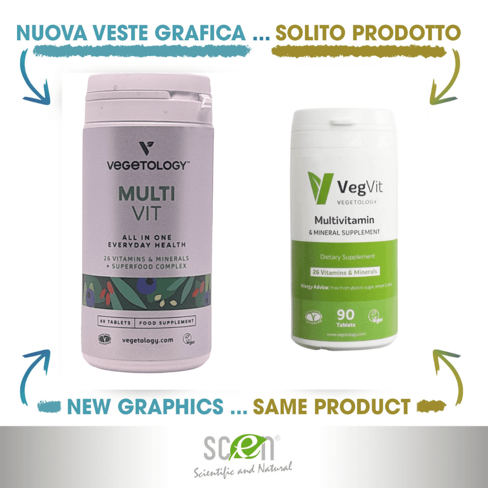 Vegvit - Multivit Scen - multivitaminico minerale vegetale vegano, 60 cps. in Ginseng Scen Scientific and Natural - Poggibonsi, commercioVirtuoso.it
