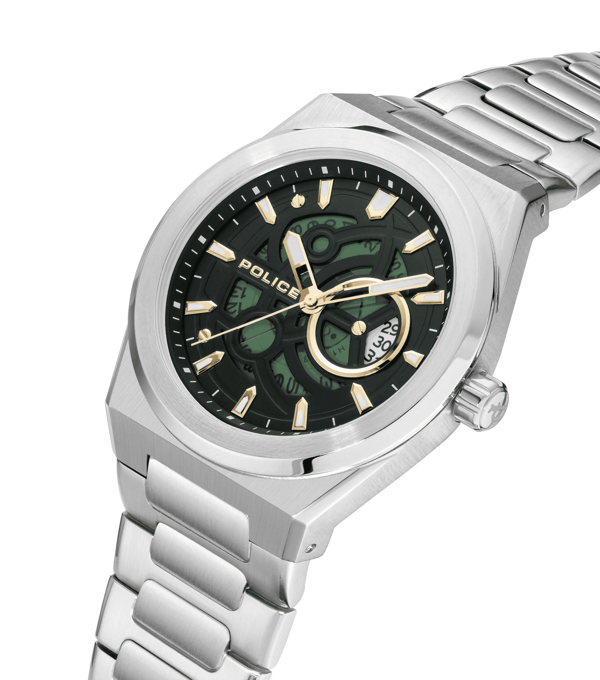 Orologio da polso Police per uomo, quadrante color verde smeraldo, nero e oro, con datario movimento al quarzo in Orologi da polso Loweconomy - Marineo, commercioVirtuoso.it