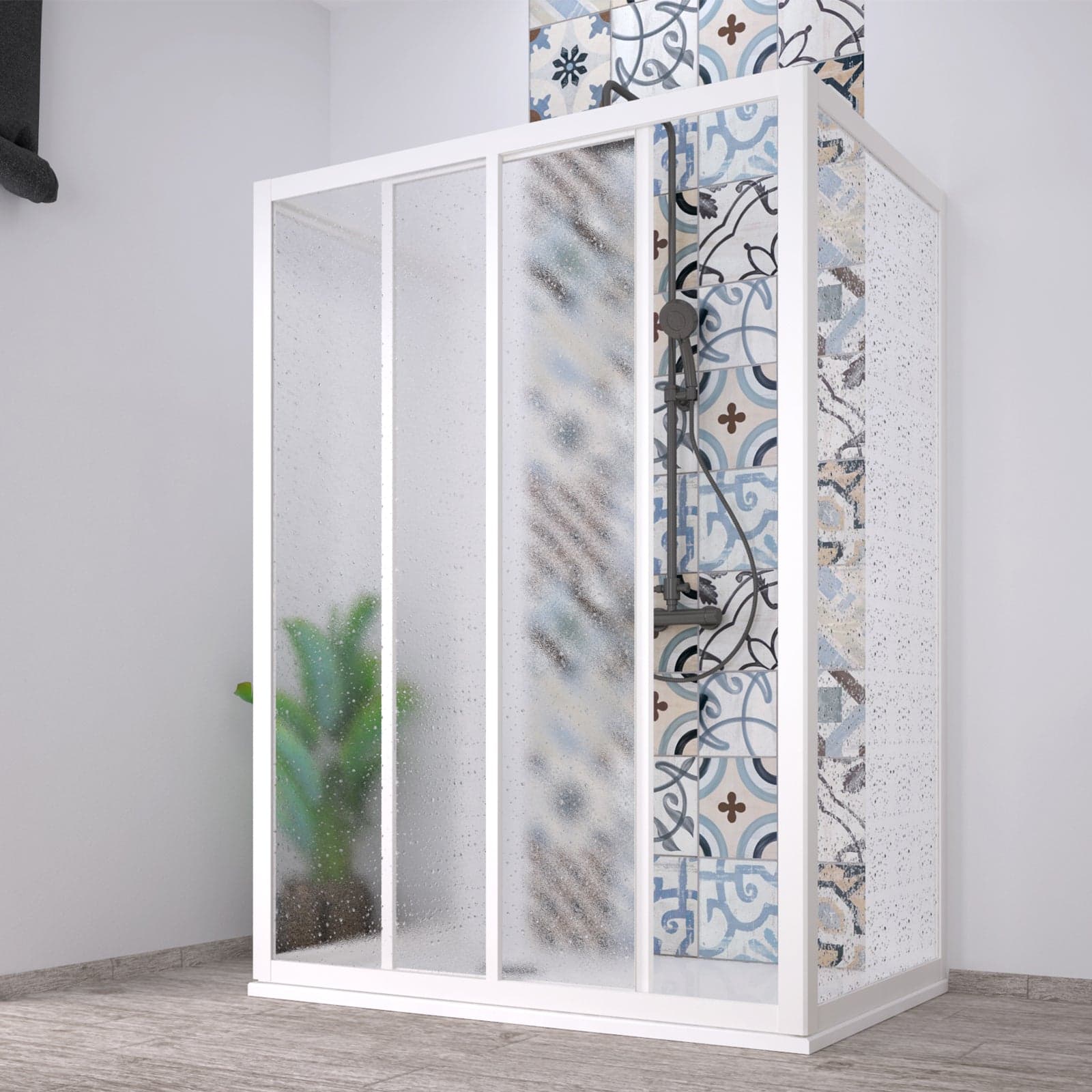 Box doccia 3 Lati "Acril" in Acrilico con profili in PVC apertura Laterale riducibile "Made in Italy" – 70 X 90 X 70 cm –