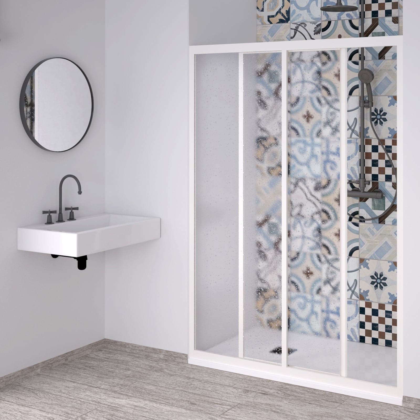 Box doccia a Nicchia "Acril" in Acrilico con profili in PVC apertura laterale riducibile "Made in Italy" – 90 X h 190 cm –