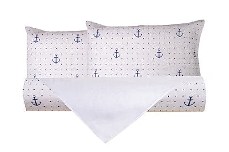 Set Copripiumino Federe Bifaccia Parure Copripiumino in Cotone Made in Italy ANCORE / BIANCO