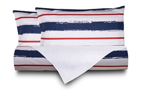 Set Copripiumino federe bifaccia Doubleface parure Copripiumino Stampa Digitale 100% Cotone Made in Italy RIGHE BIANCO ROSSO BLU / BIANCO in Set copripiumini e federe Vanita di raso - Sesto San Giovanni, commercioVirtuoso.it