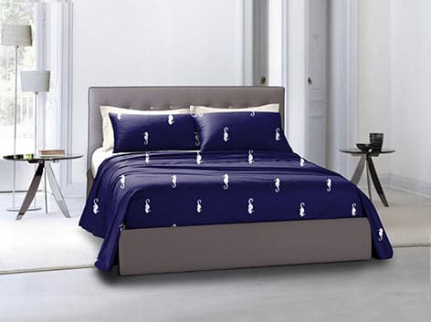 Completo letto lenzuola Cotone Federe Bifaccia cotone made in Italy CAVALLUCCIO MARINO / BIANCO in Set di lenzuola e federe Vanita di raso - Sesto San Giovanni, commercioVirtuoso.it