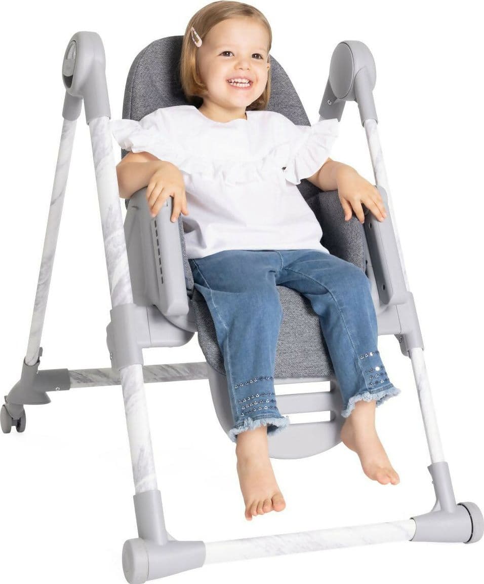 CHICCO Polly Armonia Seggiolone Evolutivo Pappa per Bambini da 0 Mesi a 40 kg, Seggiolone Reclinabile a Sdraietta con Altezza e Poggiapiedi Regolabili, 4 Ruote, Chiusura Compatta, grigio scuro, colore CARRARA in Seggioloni Sanitaria Gioia del Bimbo - Villa San Giovanni, commercioVirtuoso.it