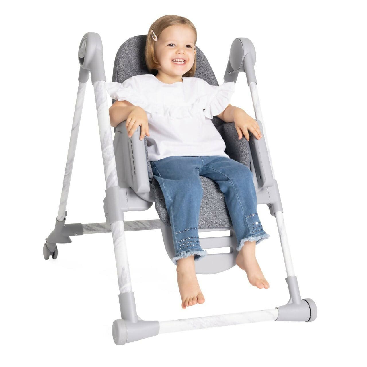 CHICCO Polly Armonia Seggiolone Evolutivo Pappa per Bambini da 0 Mesi a 40 kg, Seggiolone Reclinabile a Sdraietta con Altezza e Poggiapiedi Regolabili, 4 Ruote, Chiusura Compatta, grigio scuro, colore CARRARA in Seggioloni Sanitaria Gioia del Bimbo - Villa San Giovanni, commercioVirtuoso.it