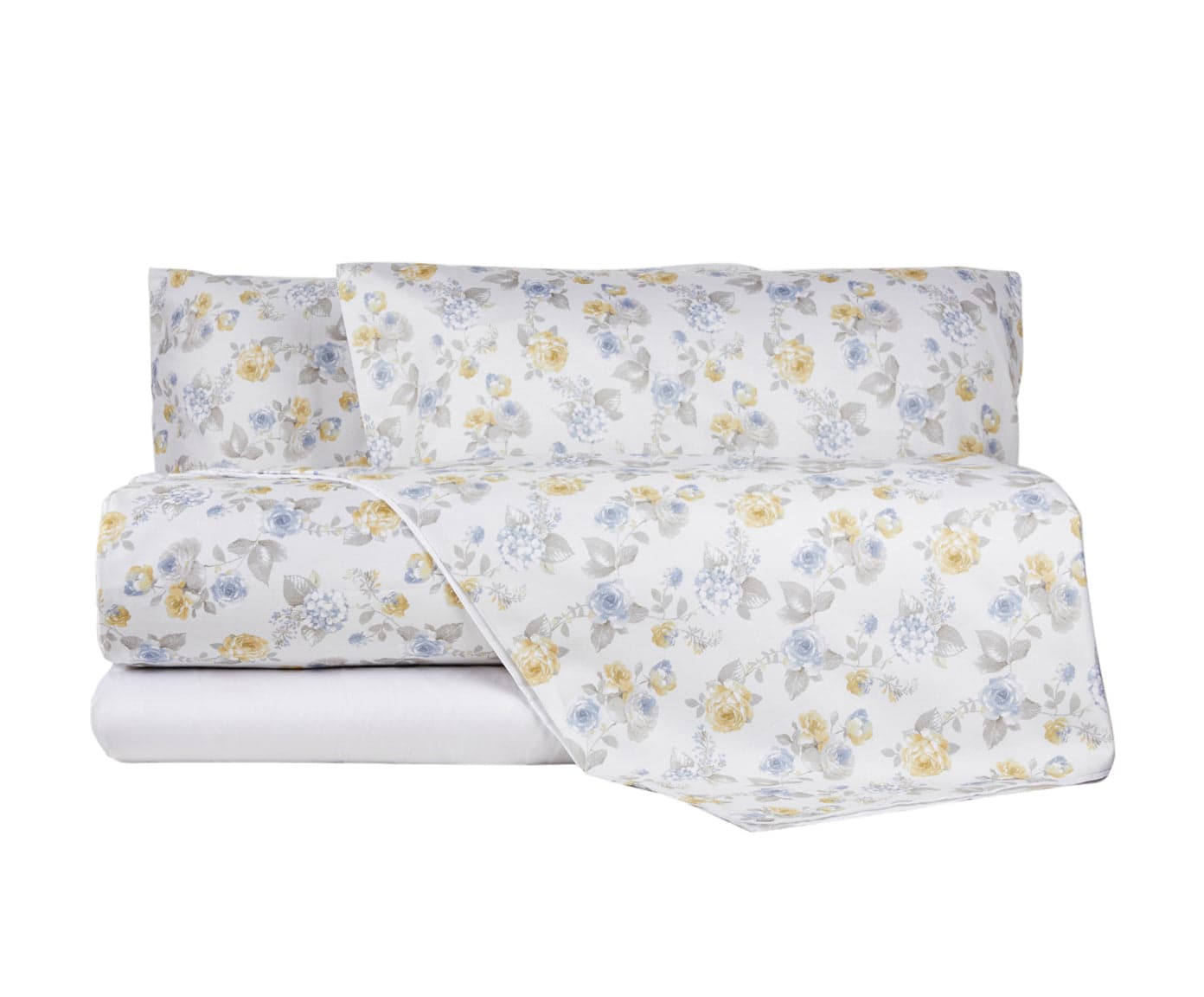 Completo letto in raso di puro cotone Romance Azzurro - Vanita di raso
