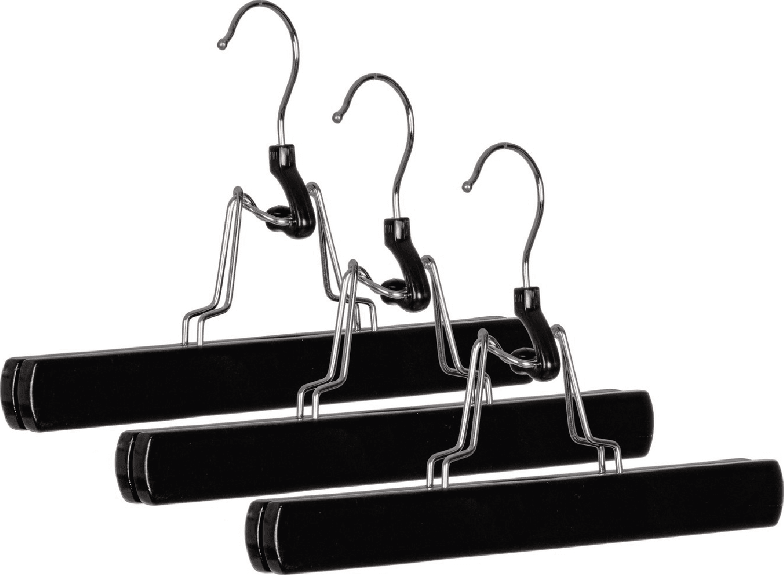 Set 3 Gruccia pantaloni "Clack" in legno di loto ed acciaio cromato – Nero – Bizzotto Homemotion – metallo