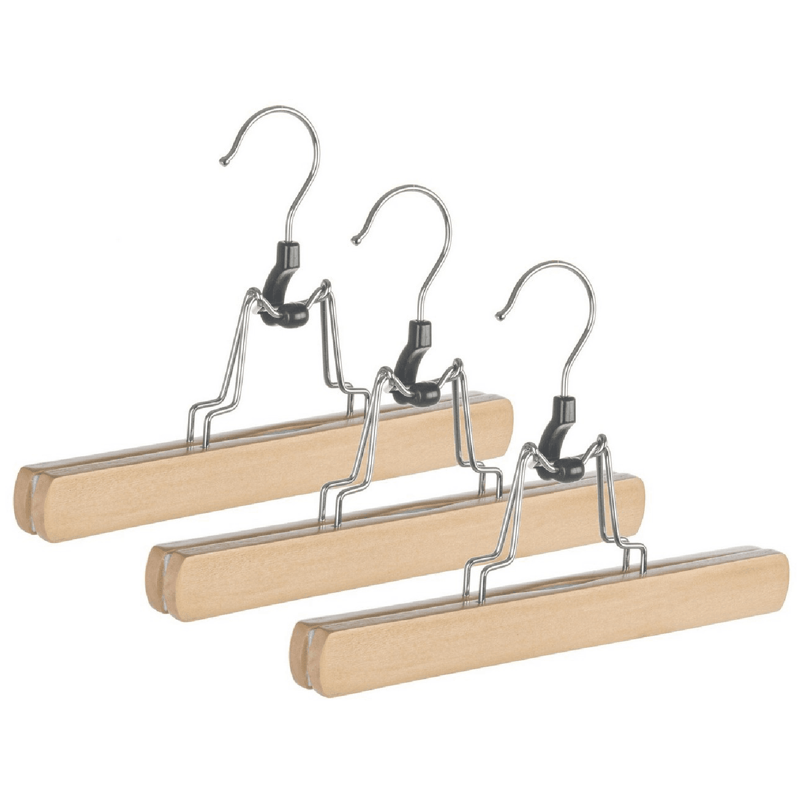 Set 3 Gruccia pantaloni "Clack" in legno di loto ed acciaio cromato - 11