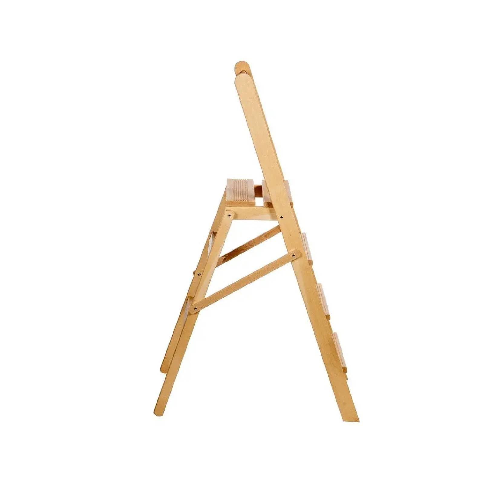 Sgabello "Scaletta" con barra di appoggio realizzato in legno grezzo resistente e pieghevole in Scale multiuso La Zappa - Altamura, commercioVirtuoso.it