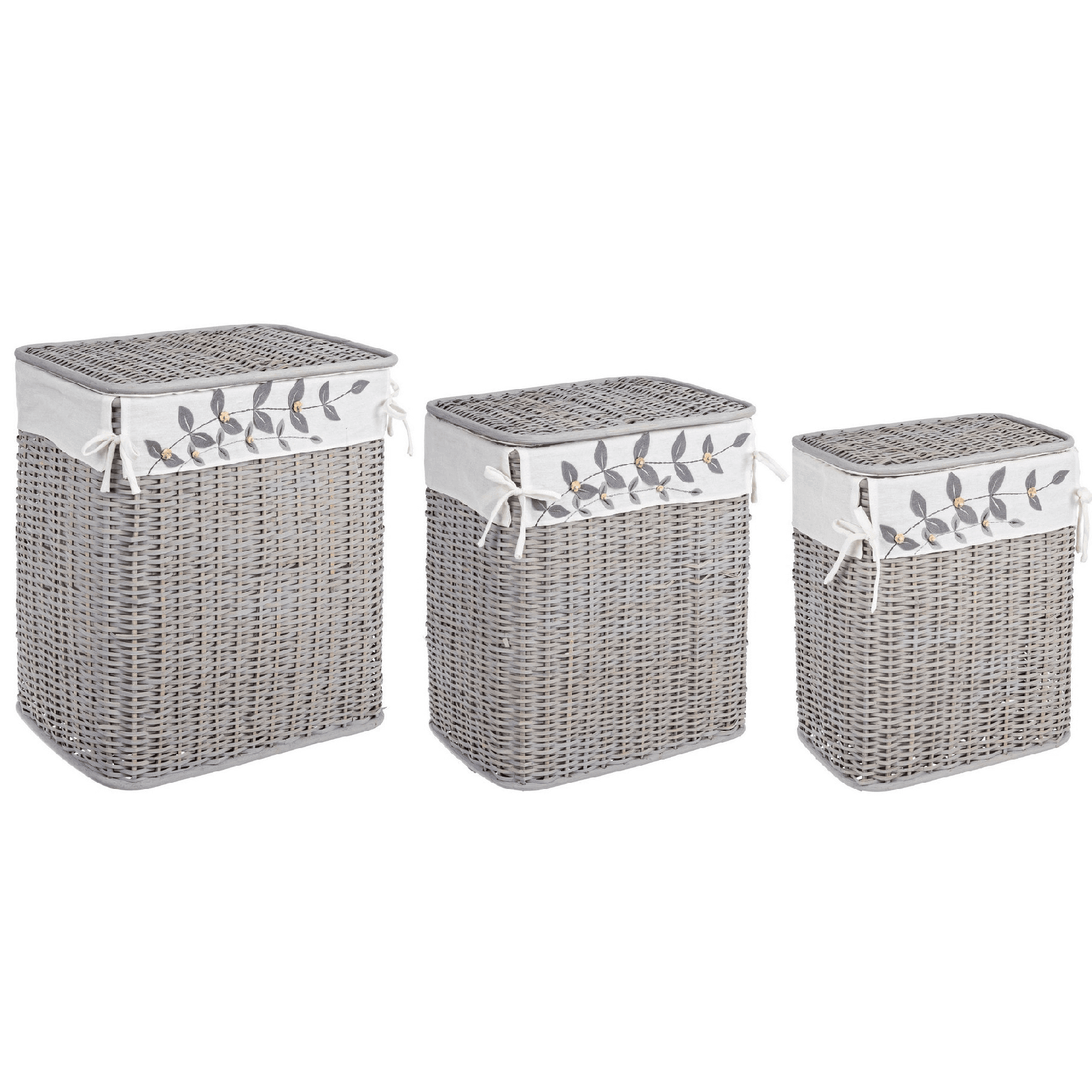 Set 3 porta biancheria "Alma" in rattan e bambù