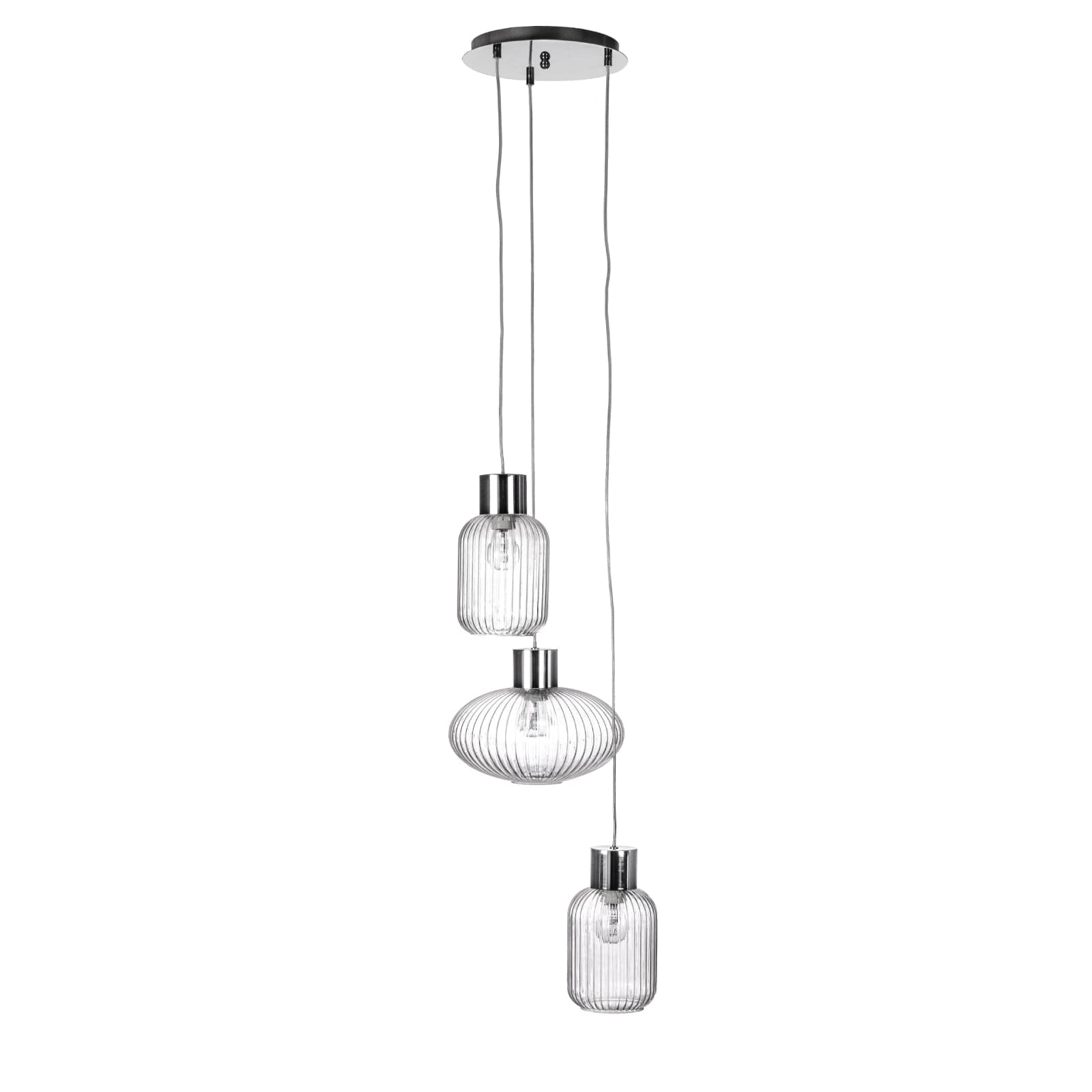 Lampadario 3 luci "Showy" in acciaio e vetro - 12