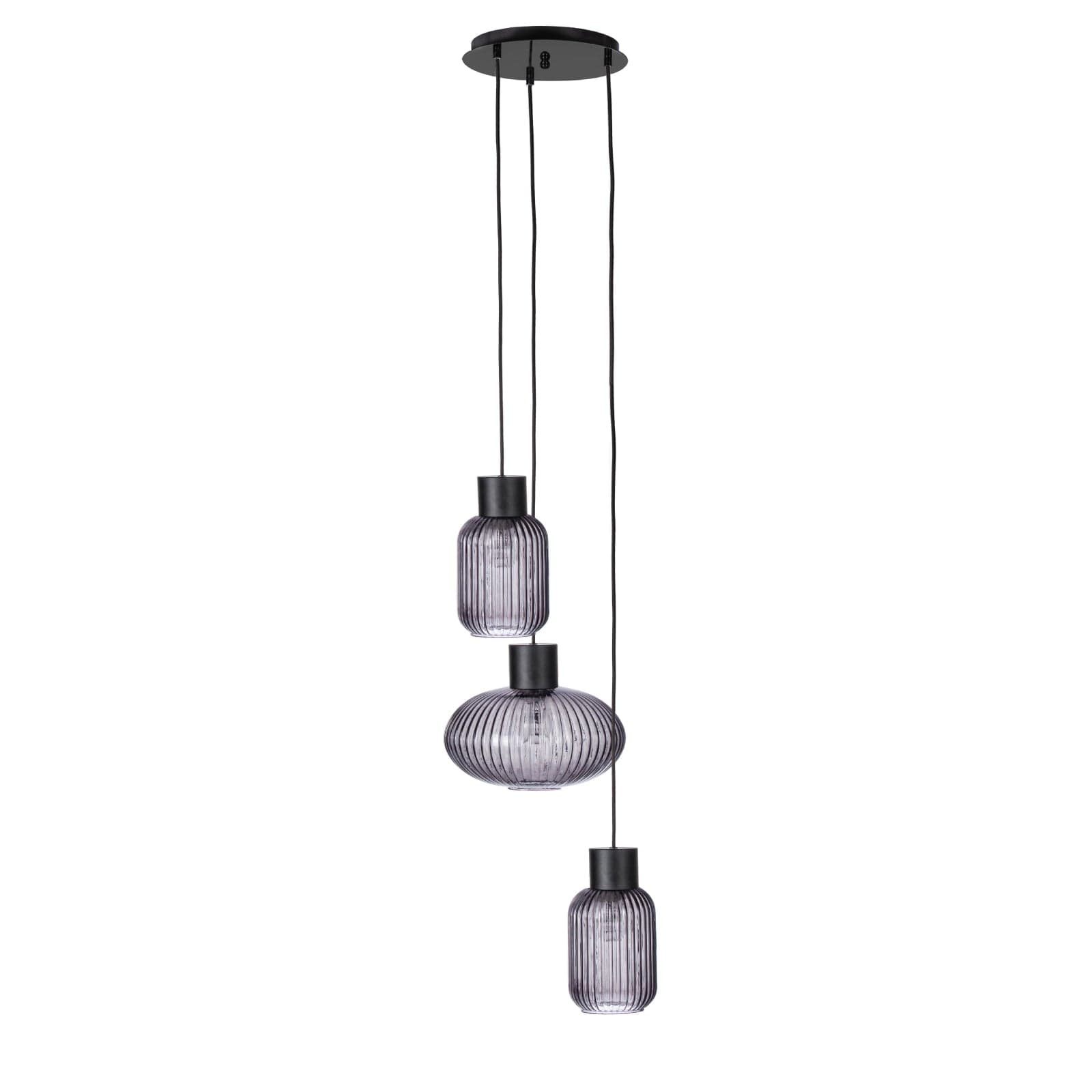 Lampadario 3 luci "Showy" in acciaio e vetro - 11