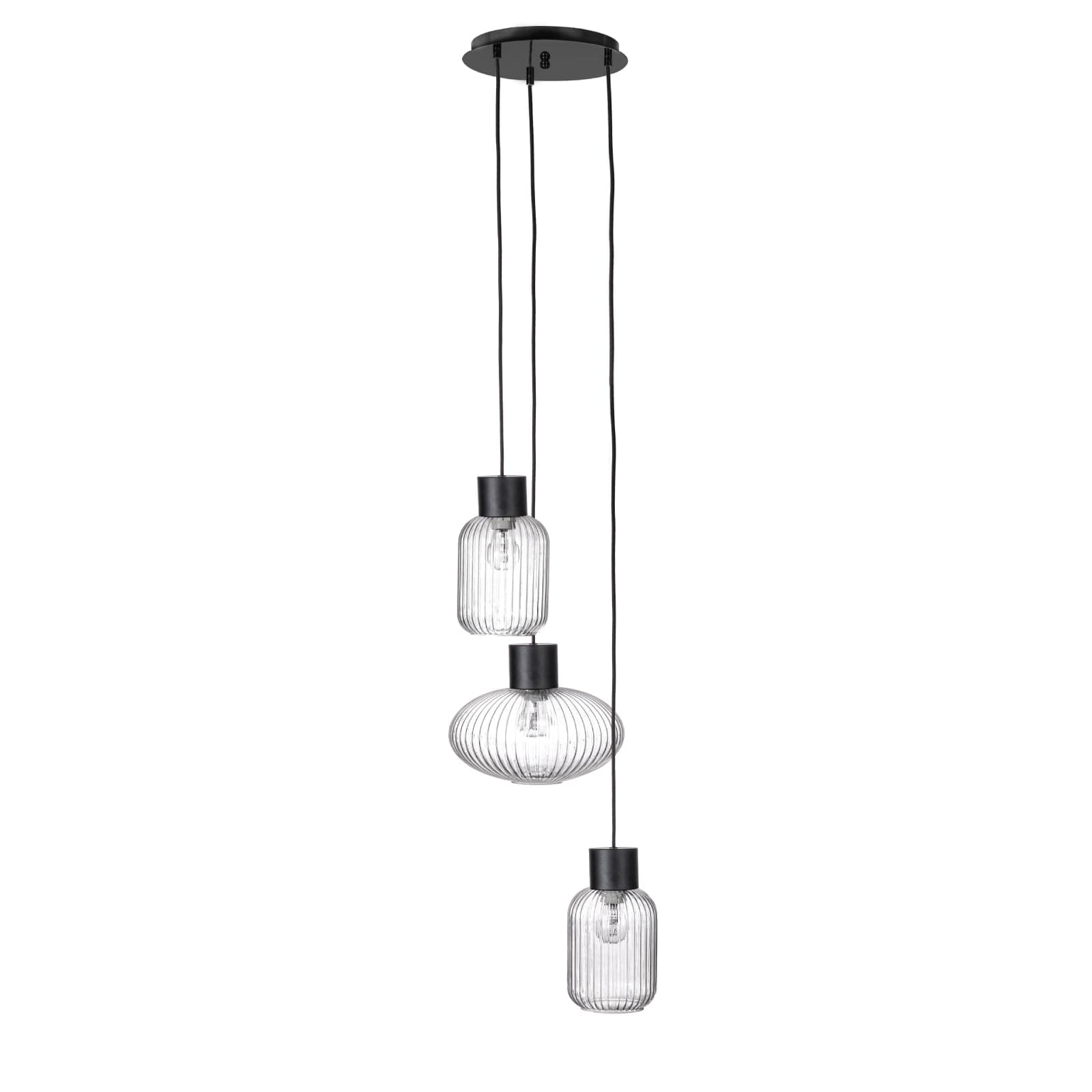 Lampadario 3 luci "Showy" in acciaio e vetro - 10