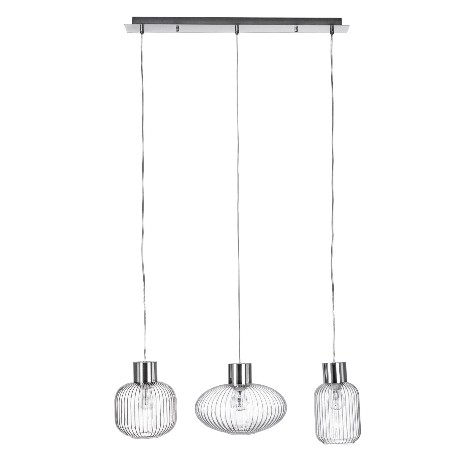 Lampadario 3 luci "Showy" in acciaio e vetro - 5
