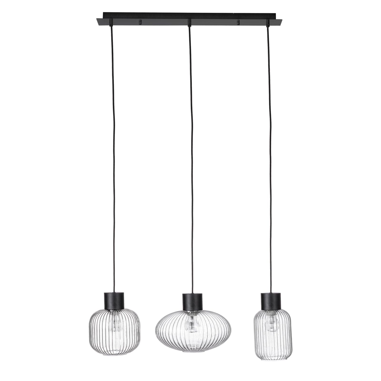 Lampadario 3 luci "Showy" in acciaio e vetro - 4