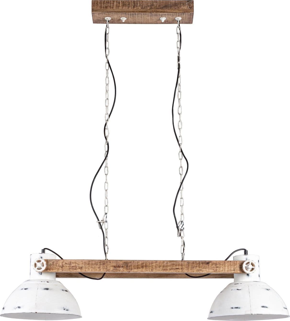 Lampadario "Odessa" in acciaio e legno di mango – Bianco, 2 Luci – Bizzotto Homemotion