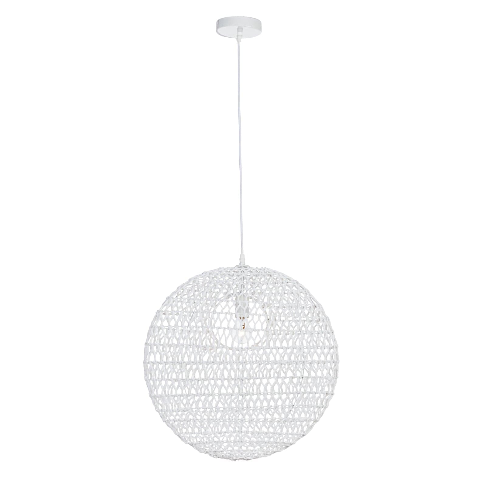 Lampadario "Pending" bianco in acciaio e carta - 7