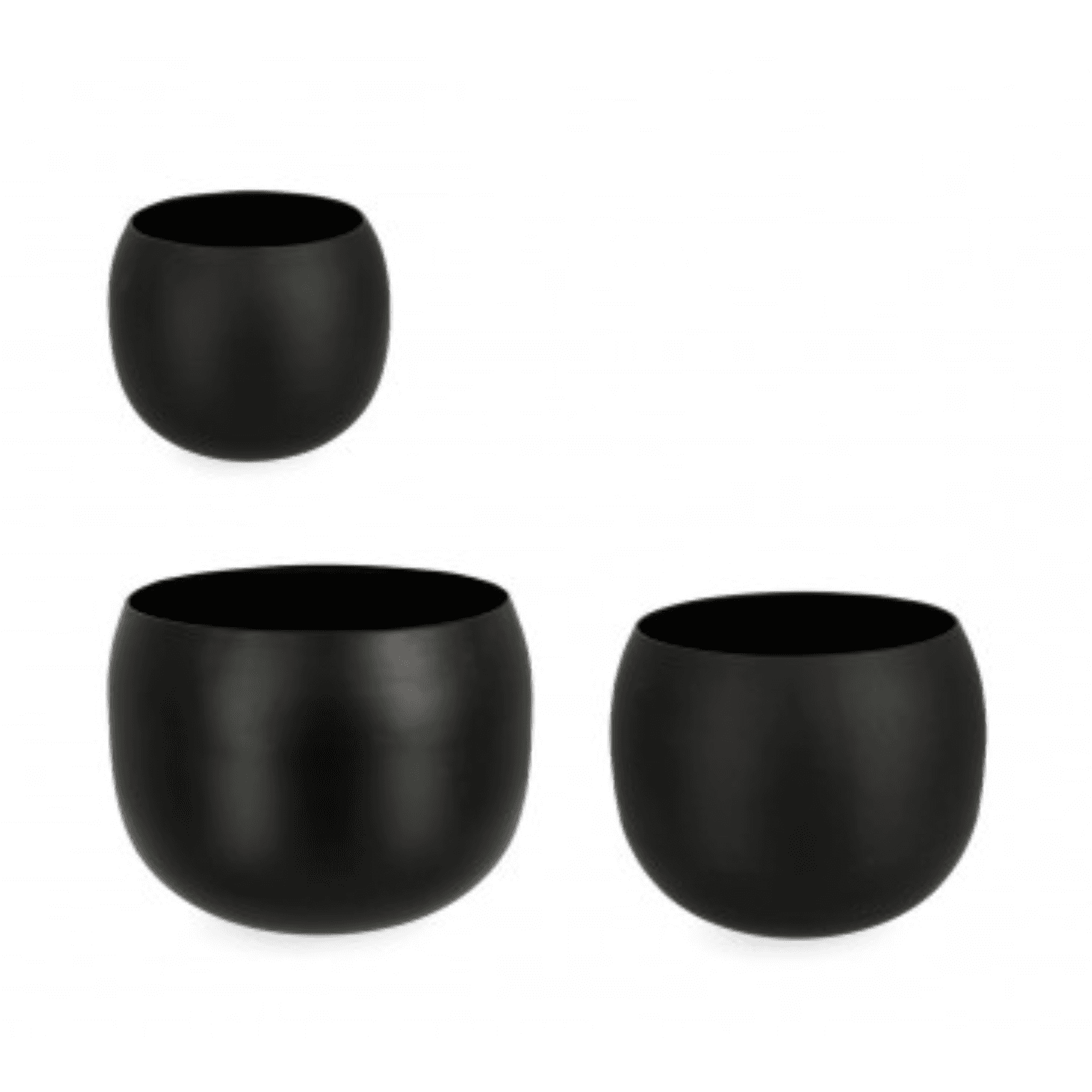 Set 3 Portafiore Keyra Ciotola Nero per uso interno ed esterno.
