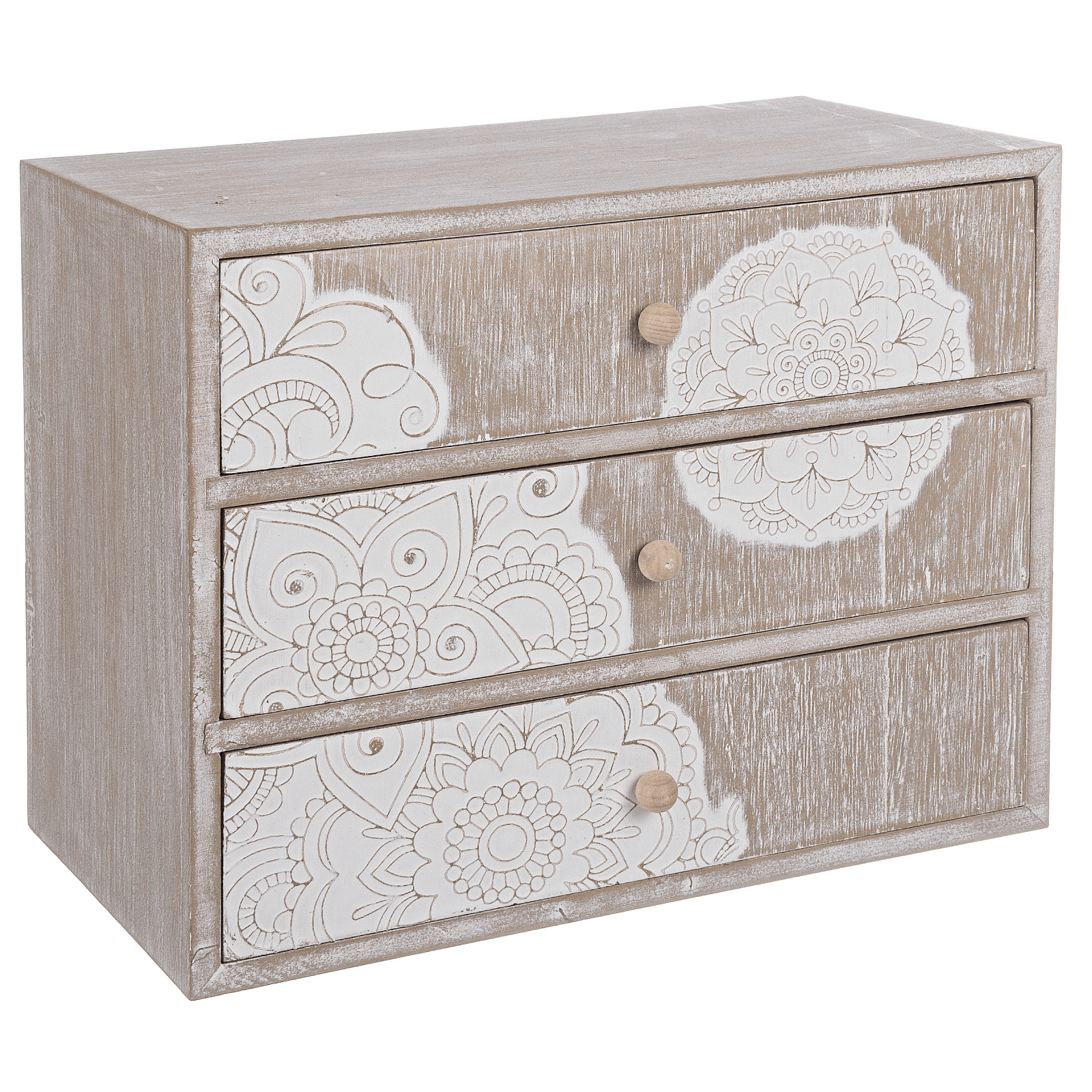 Cassettiera porta gioie shiva con 3 cassetti realizzata in mdf