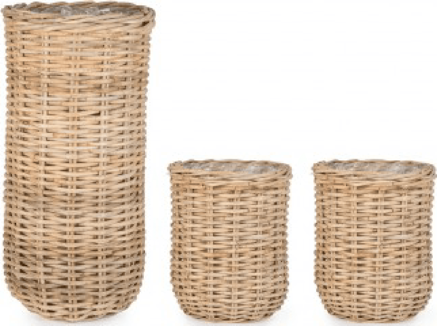 Set 3 Cesta Jefri ovale con rivestimento interno in nylon da esterno – Naturale – Bizzotto Homemotion