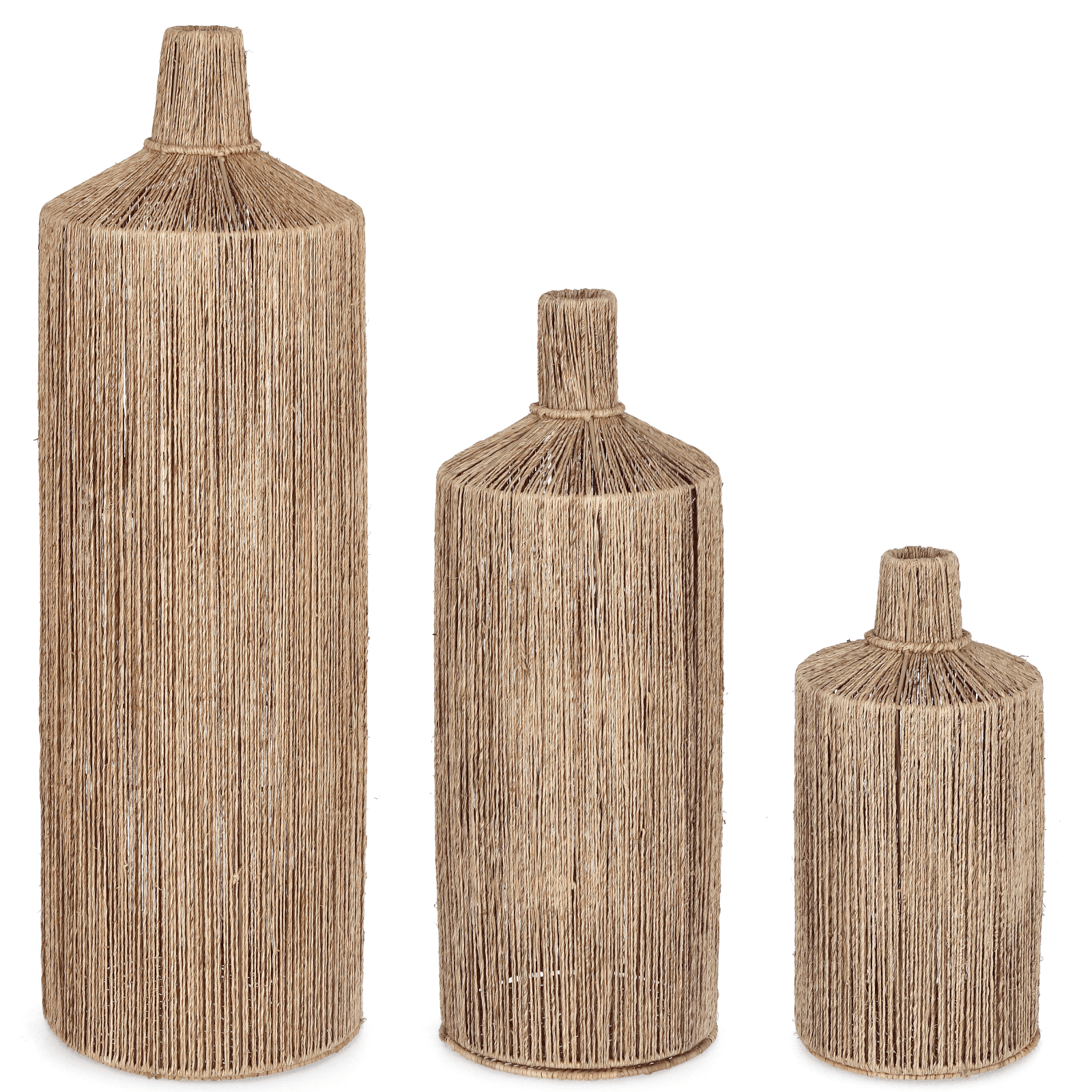 Set 3 Bottiglie decorative naturale in rattan naturale - 3