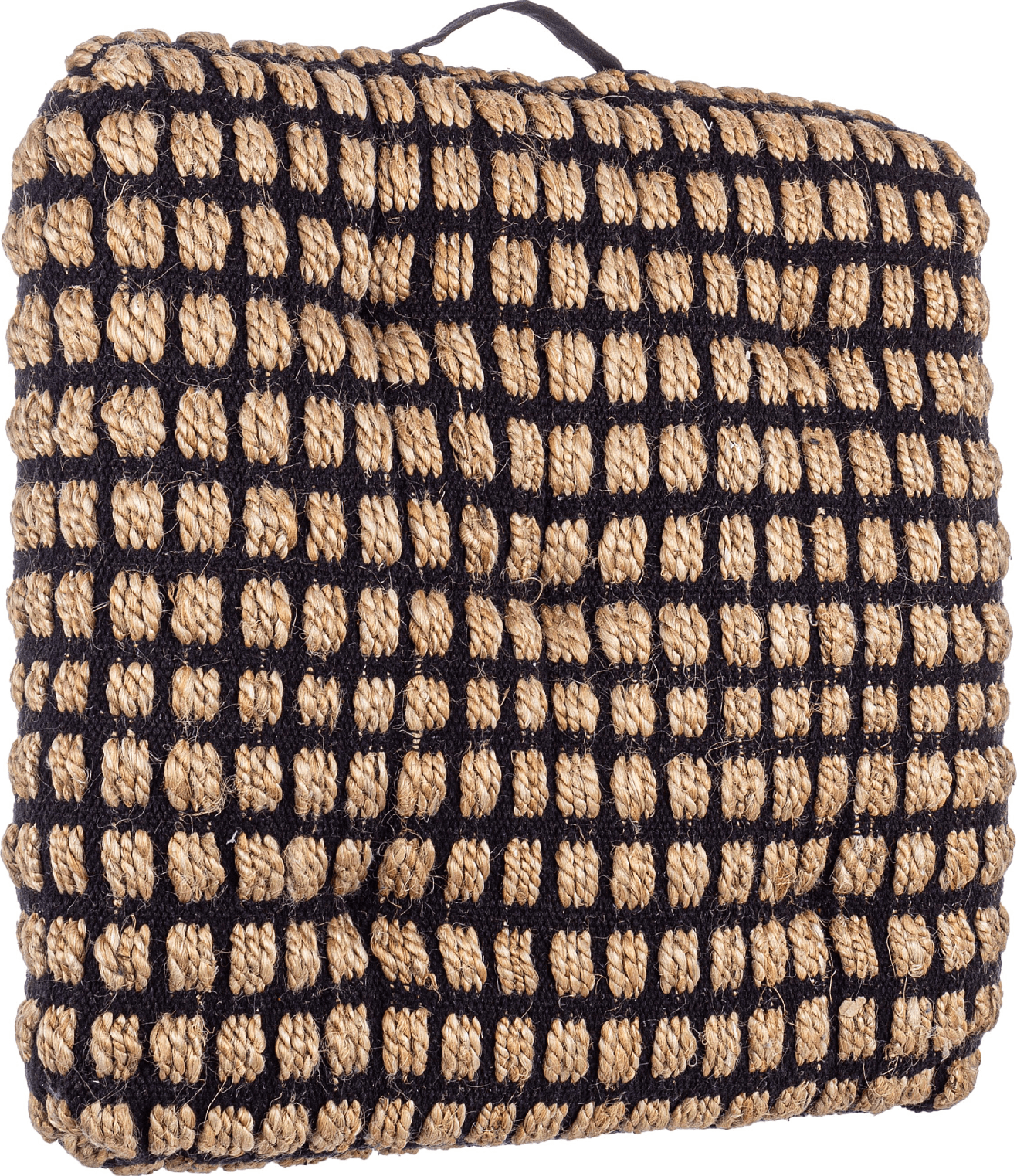 Cuscino pavimento shaila realizzato in esterno in iutta 60% e 40% di cotone. con all' interno in poliestere – Nero –