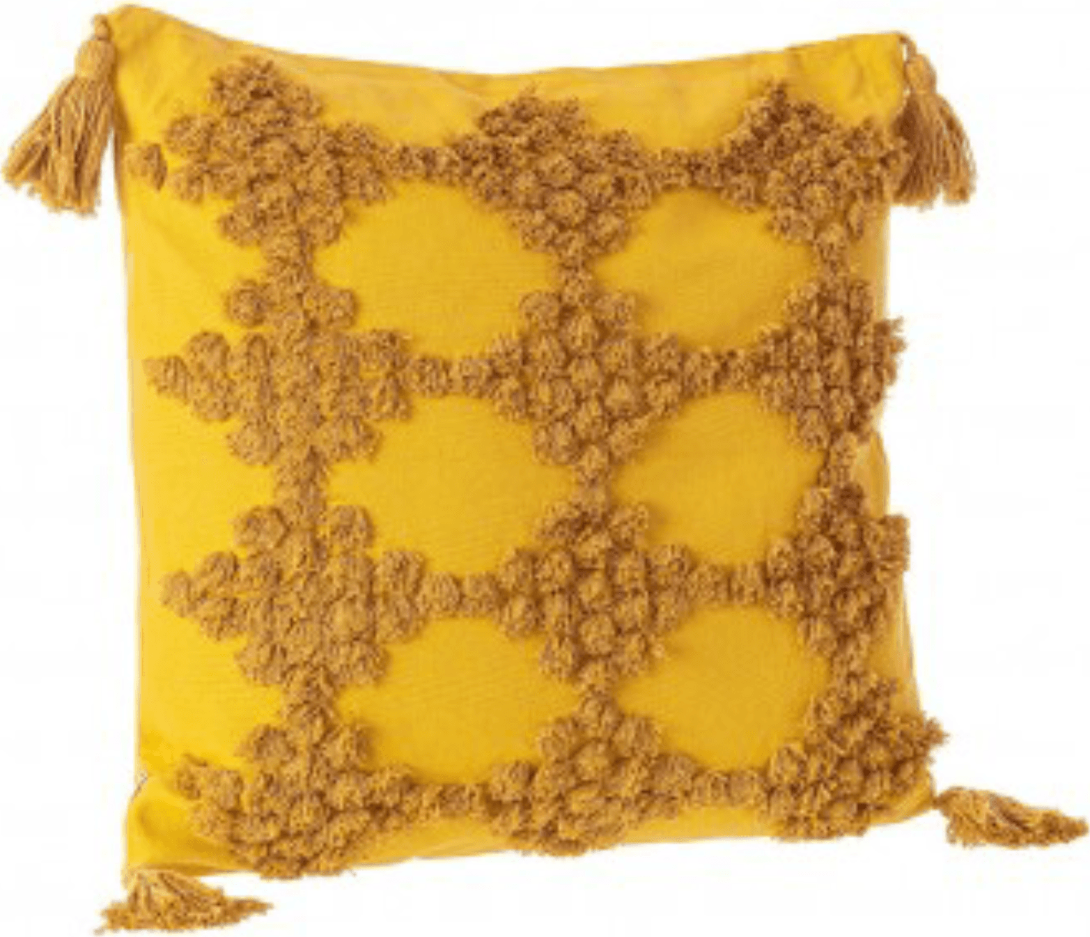 Cuscino mattis con nappa realizzato con  fodera  in cotone 70%, poliestere 30% e con imbottitura 100% poliestere – Ocra –